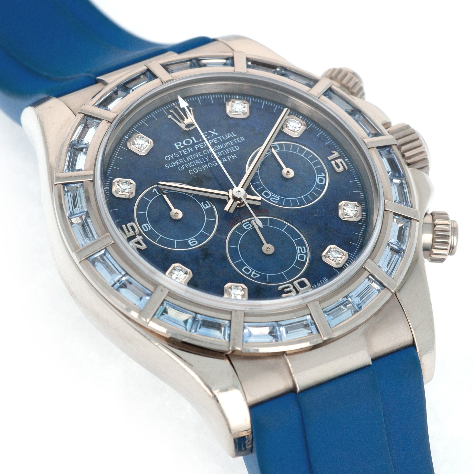 Rolex White Gold Cosmograph Daytona Sapphire Diamond Watch Ref. 116589