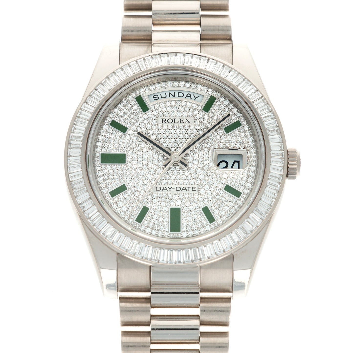 Rolex White Gold Day-Date Baguette Diamond Watch Ref. 218399