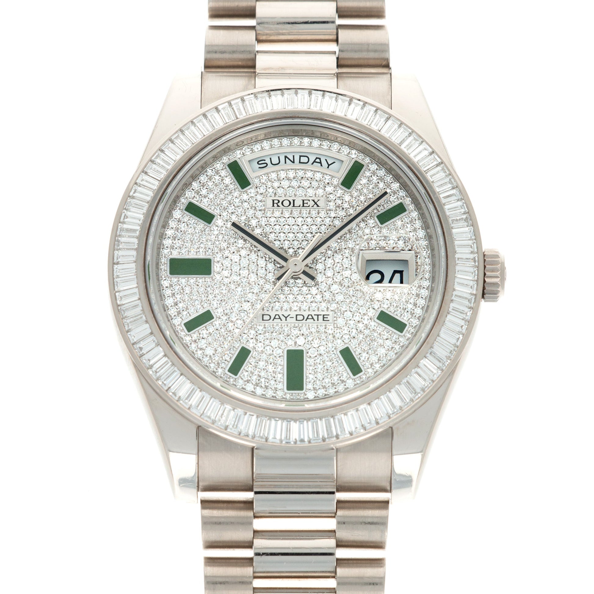 Rolex White Gold Day-Date Baguette Diamond Watch Ref. 218399