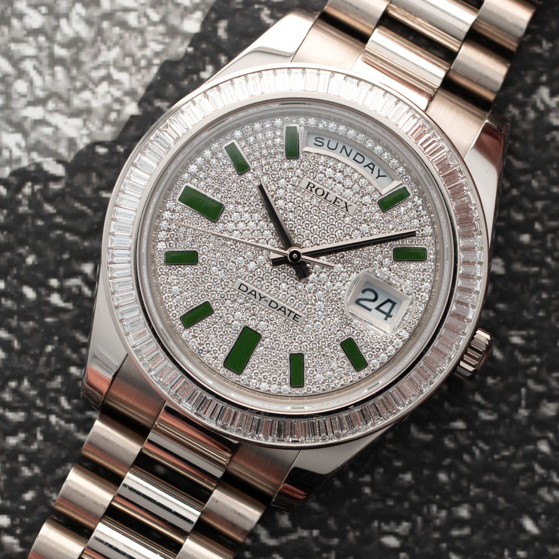 Rolex White Gold Day-Date Baguette Diamond Watch Ref. 218399