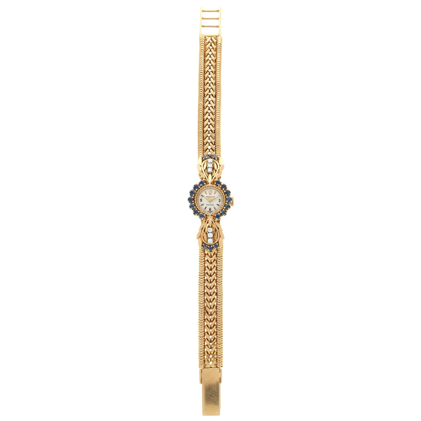 Rolex Yellow Gold Sapphire Diamond Watch, 1960s