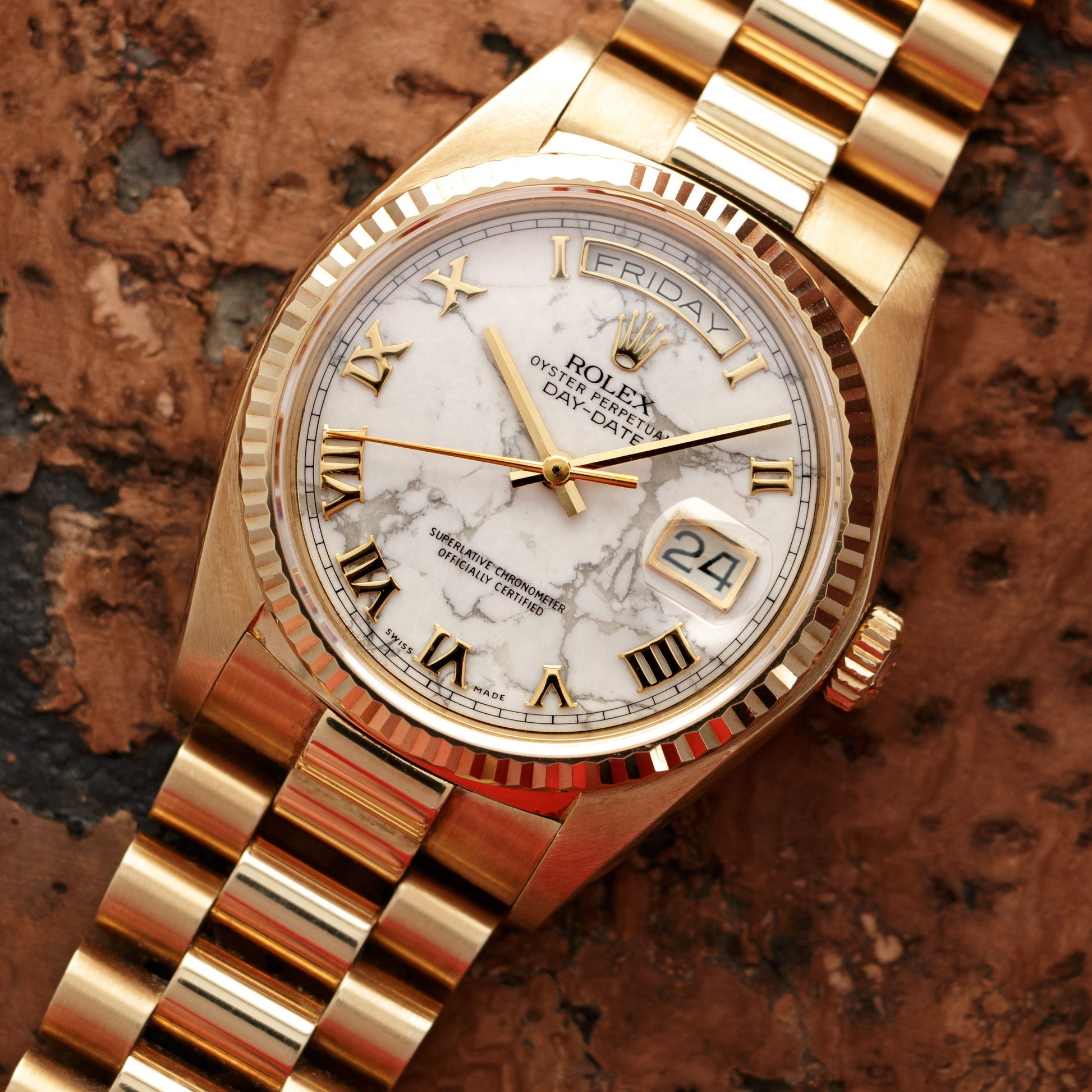 Rolex Yellow Gold Day Date Howlite Watch Ref. 18038