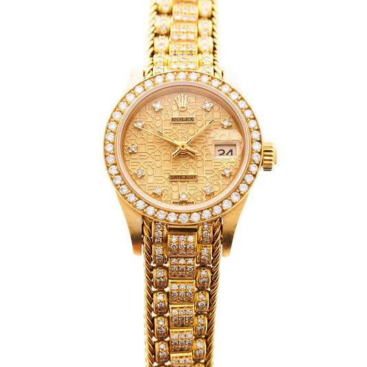 Rolex Yellow Gold Datejust full Diamond bracelet Watch Ref. 69138