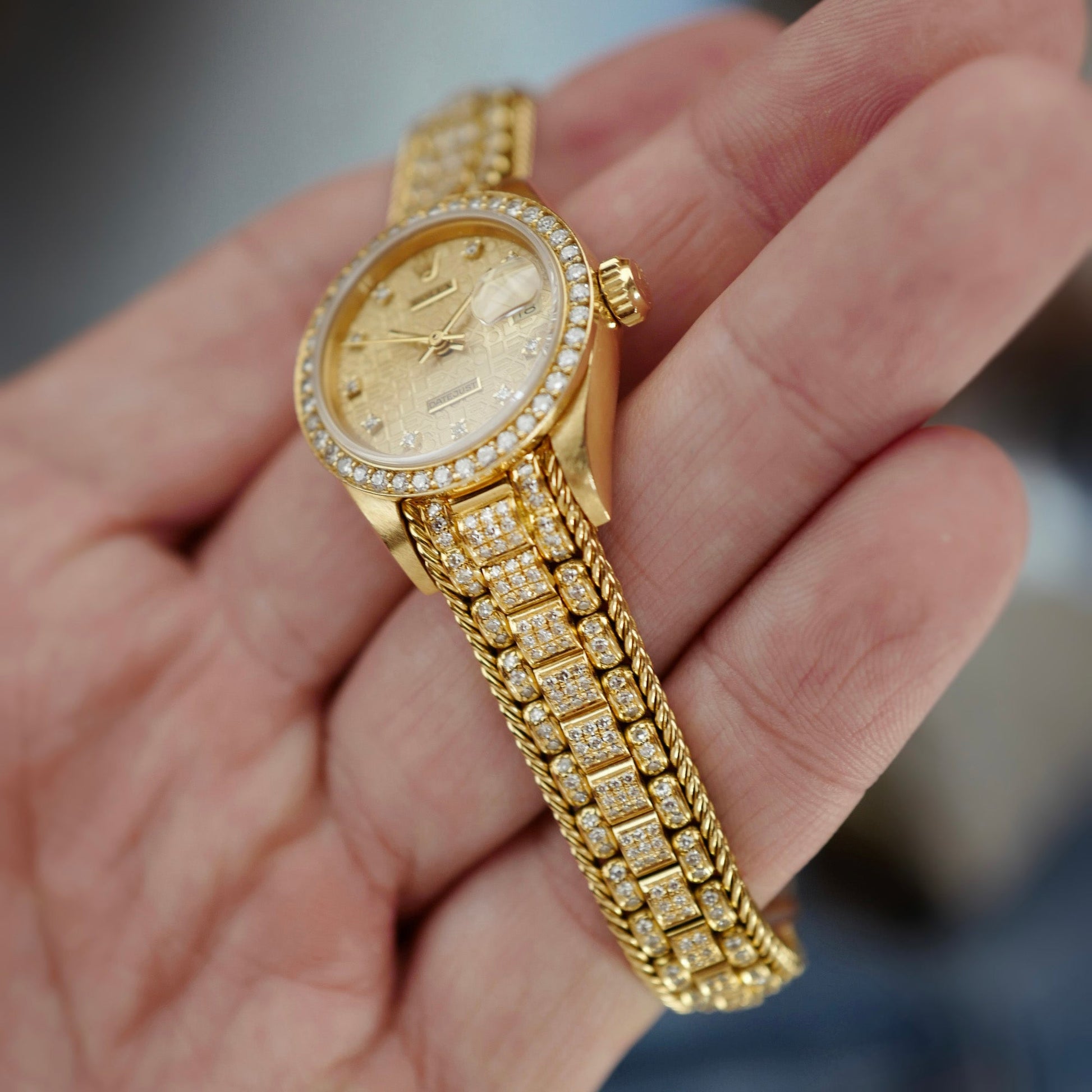 Rolex Yellow Gold Datejust full Diamond bracelet Watch Ref. 69138