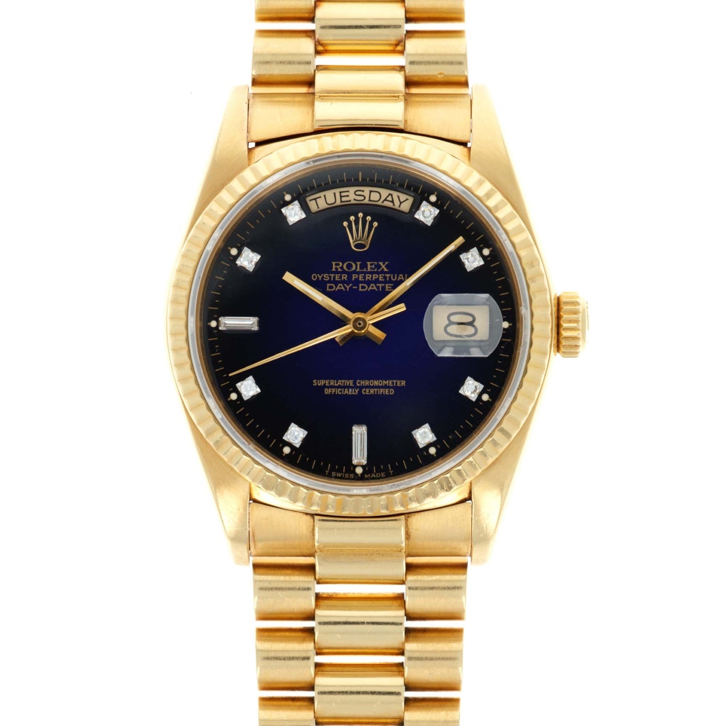 Rolex Yellow Gold Day-Date Ref. 18038 with Blue Vignette Dial