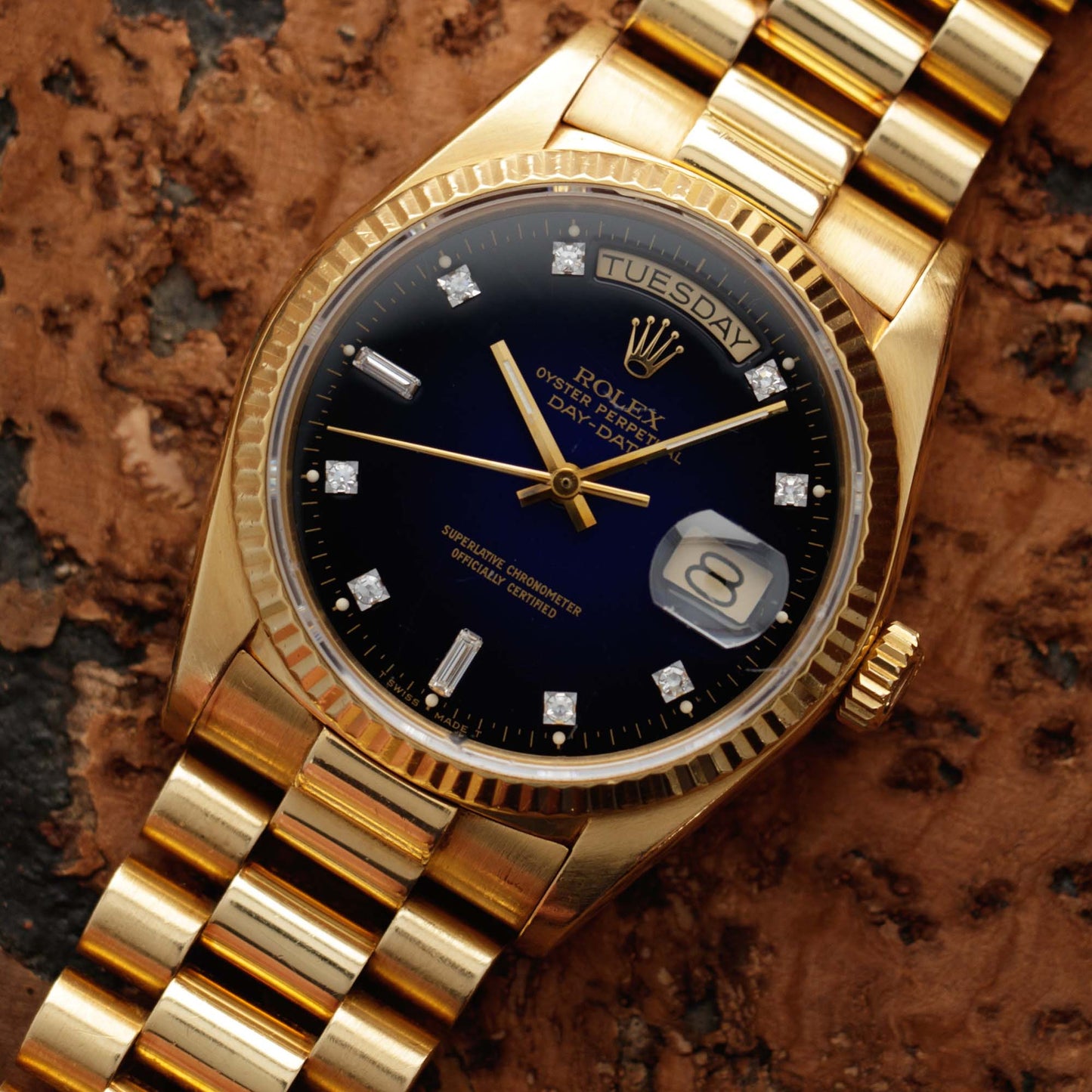 Rolex Yellow Gold Day-Date Ref. 18038 with Blue Vignette Dial