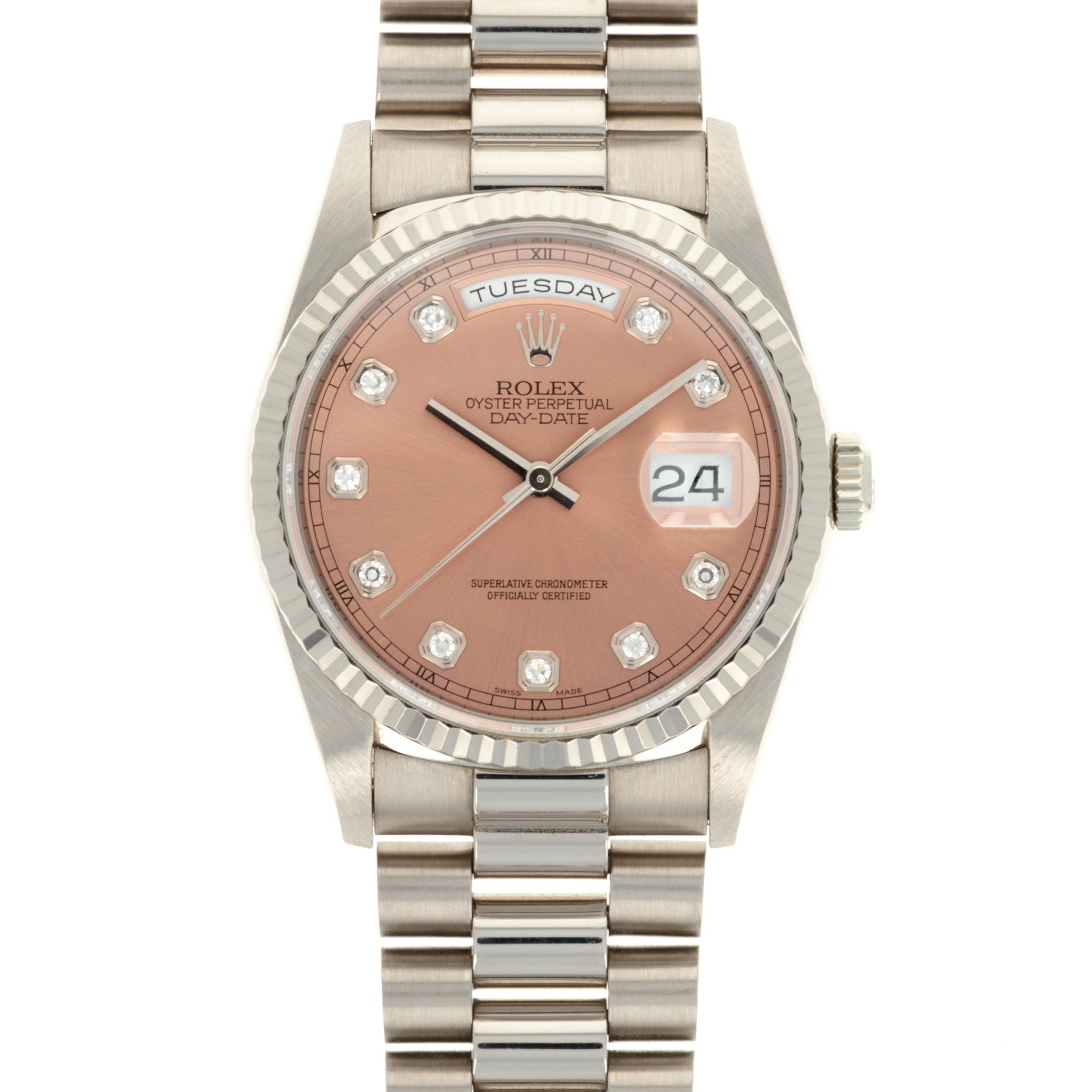 Rolex White Gold Day-Date Ref. 18239 with Salmon Dial