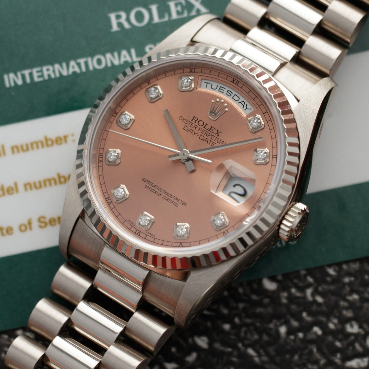 Rolex White Gold Day-Date Ref. 18239 with Salmon Dial