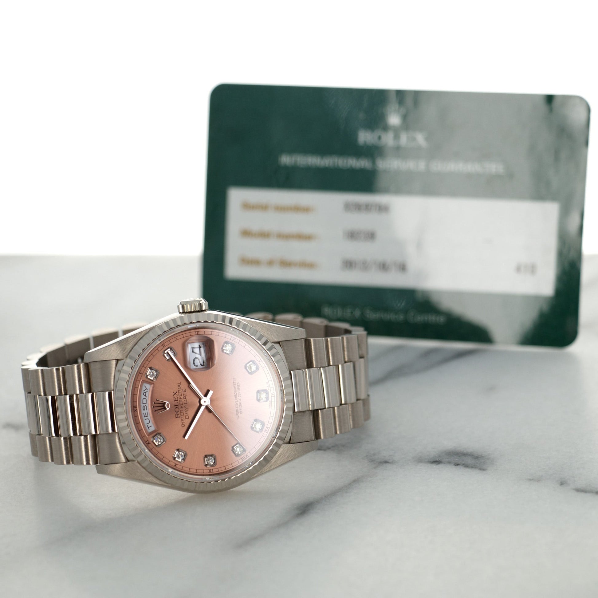 Rolex White Gold Day-Date Ref. 18239 with Salmon Dial