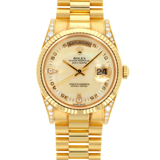 Rolex Yellow Gold Day-Date Mother of Pearl Diamond Ref. 118338