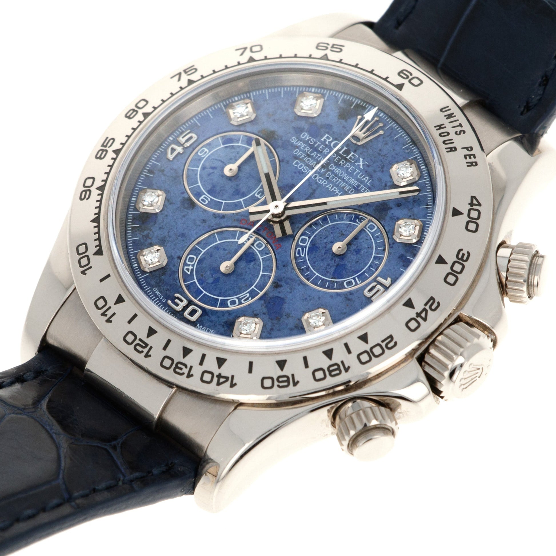 Rolex White Gold Daytona Ref. 116519 with Sodalite Dial, Box and Papers