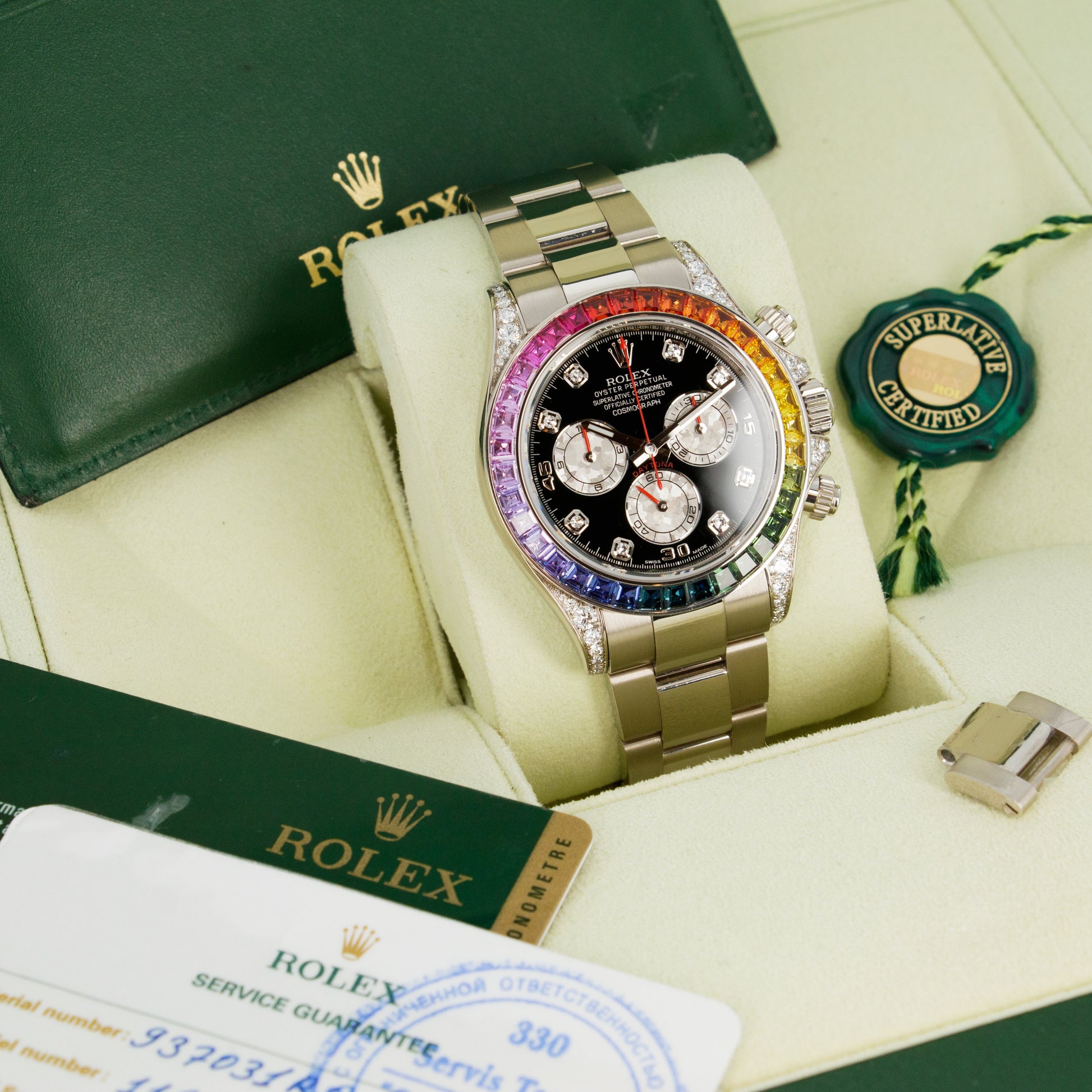 Rolex White Gold Rainbow Daytona Watch Ref. 116599