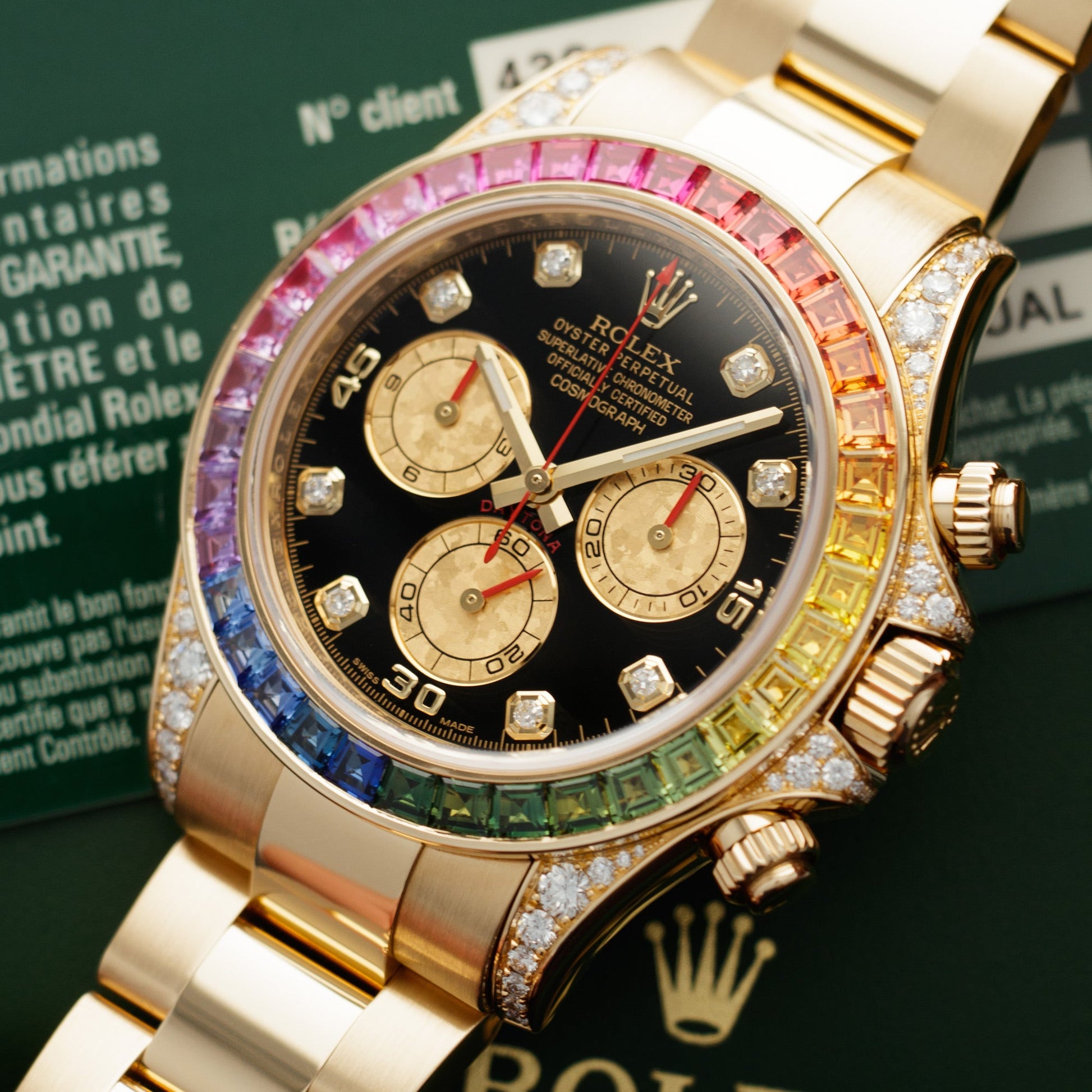 Rolex Yellow Gold Rainbow Daytona Watch Ref. 116598