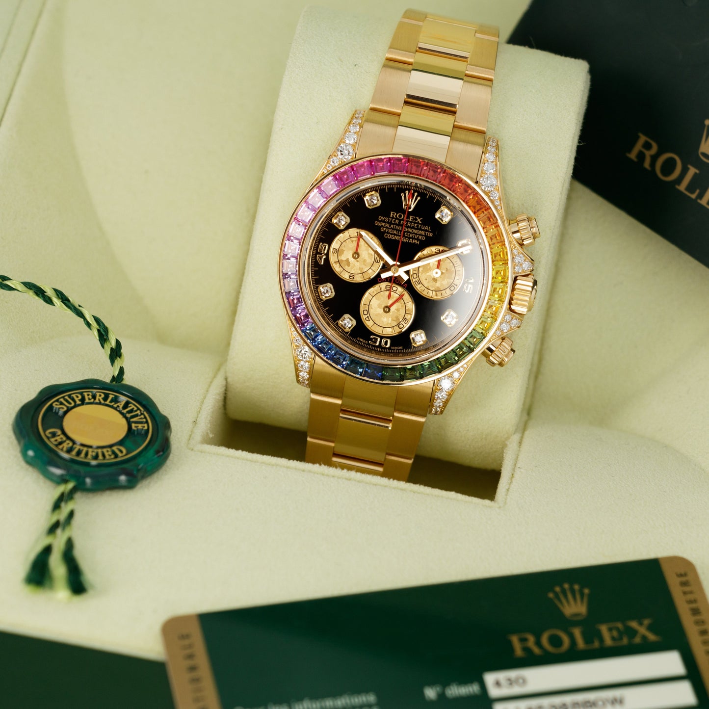 Rolex Yellow Gold Rainbow Daytona Watch Ref. 116598