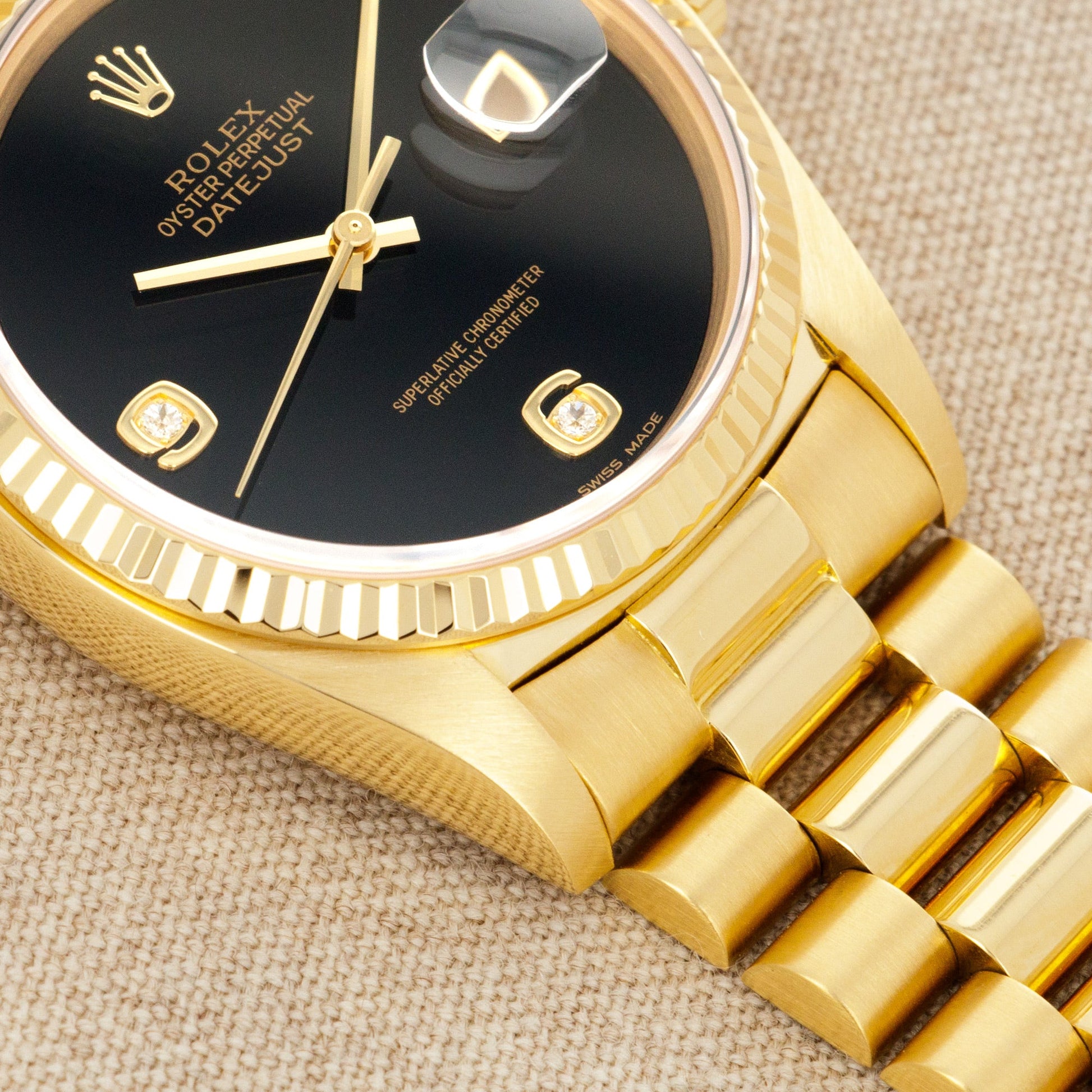 Rolex Yellow Gold Datejust Watch Ref. 16018 with Onyx Dial