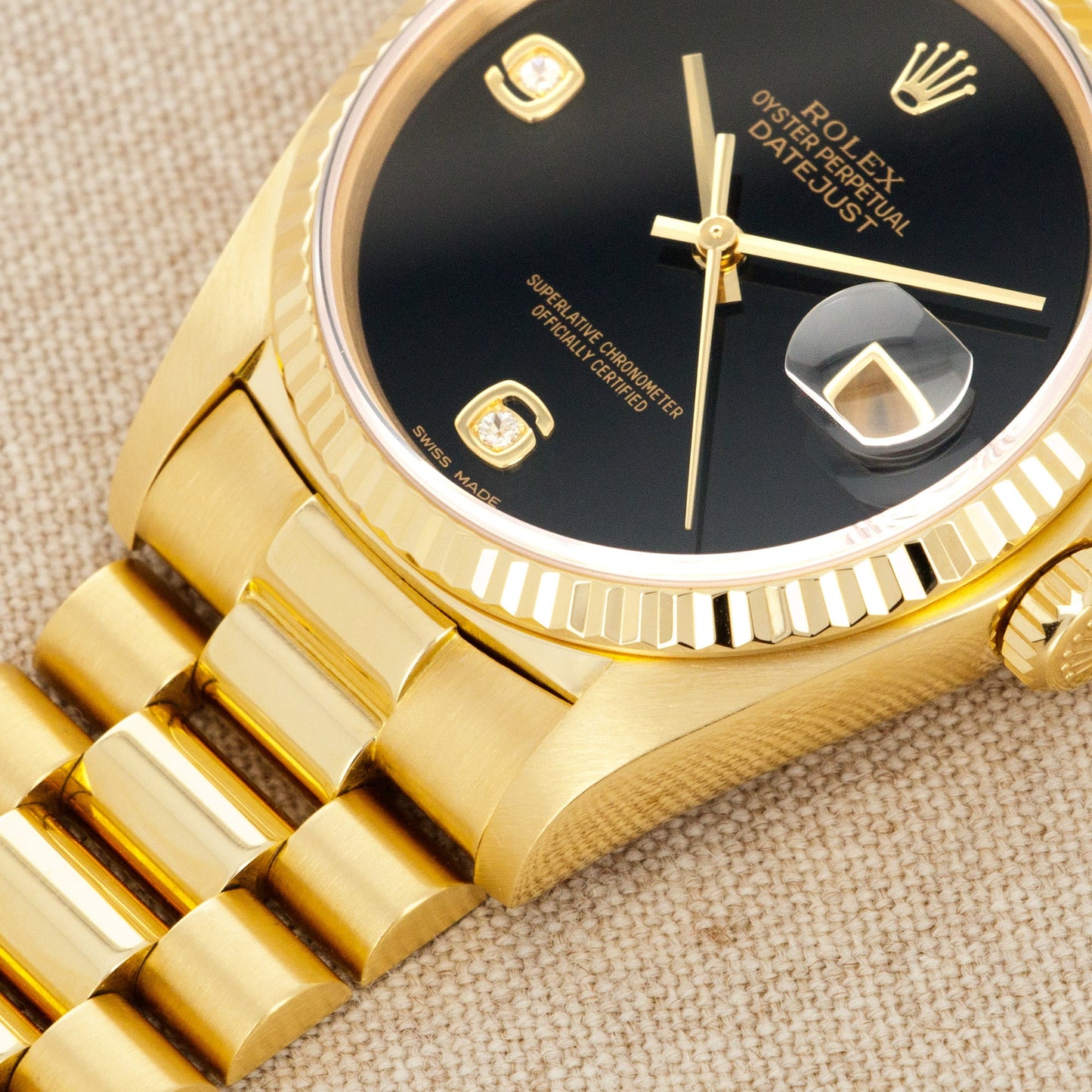 Rolex Yellow Gold Datejust Watch Ref. 16018 with Onyx Dial