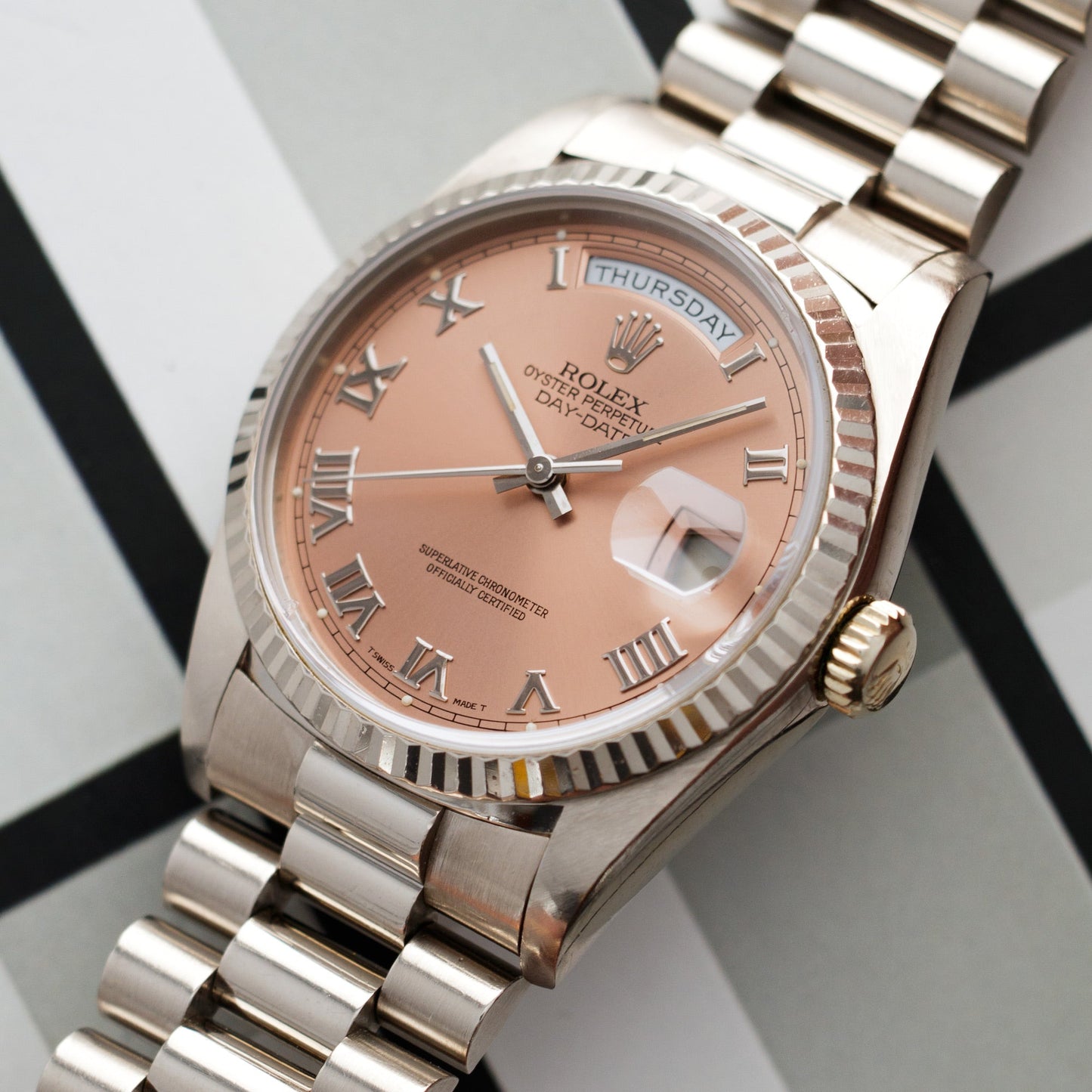 Rolex White Gold Day-Date Ref. 18239 with Salmon Dial