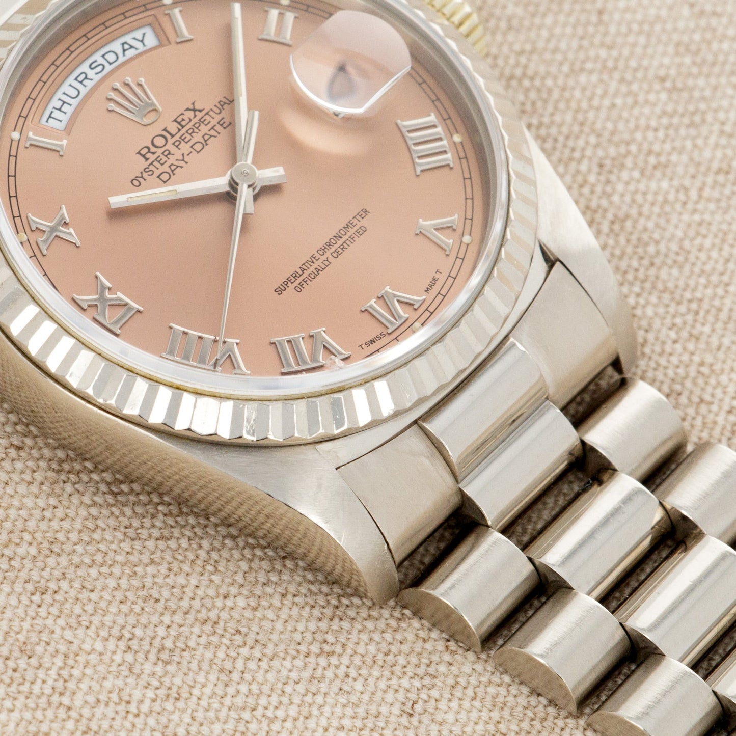 Rolex White Gold Day-Date Ref. 18239 with Salmon Dial