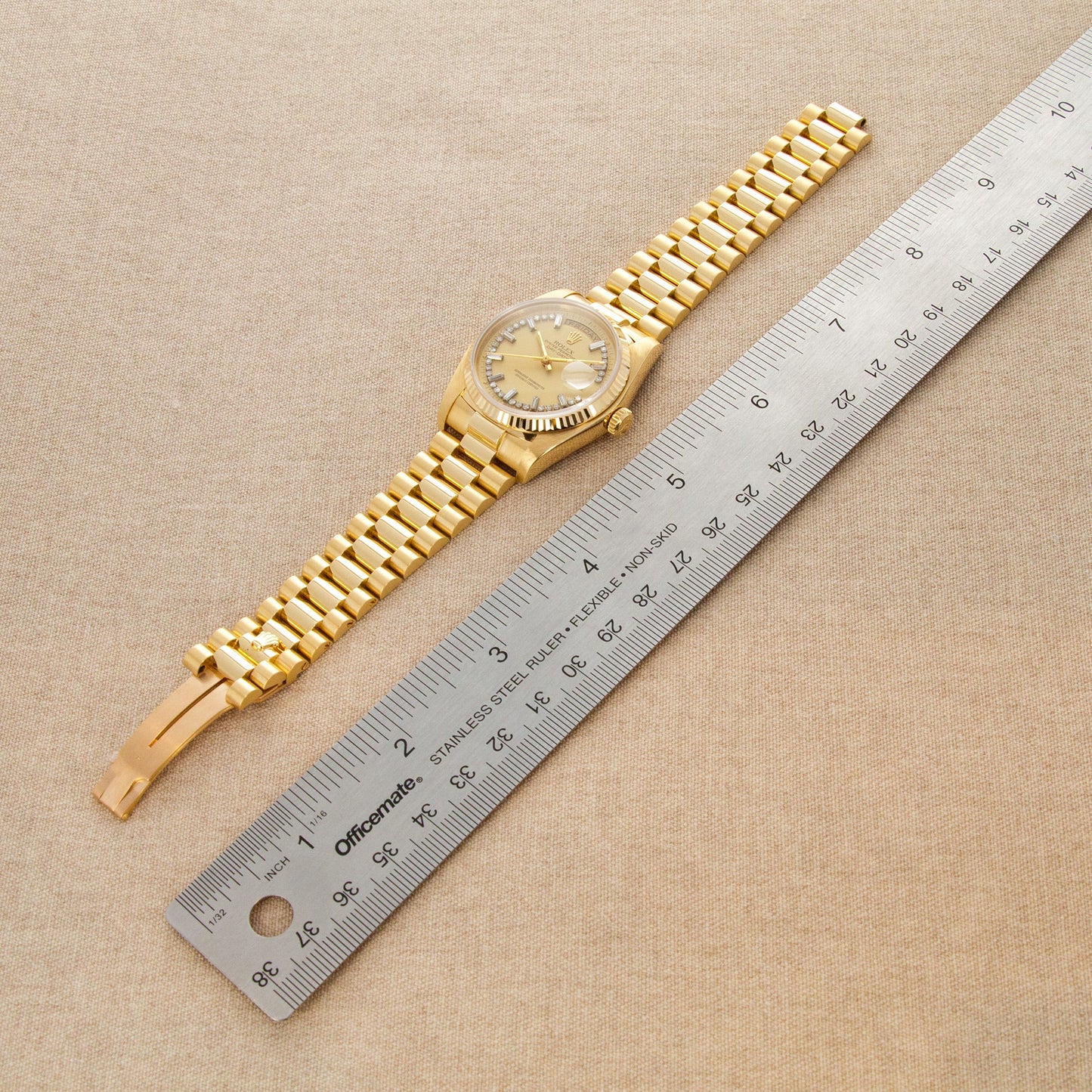 Rolex Yellow Gold Day-Date Watch Ref. 18038 with Diamond String Dial