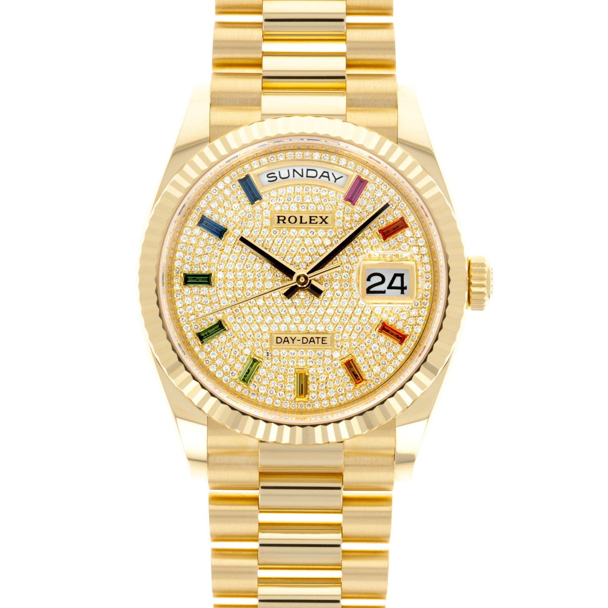 Rolex Yellow Gold Day-Date Rainbow Watch Ref. 128238