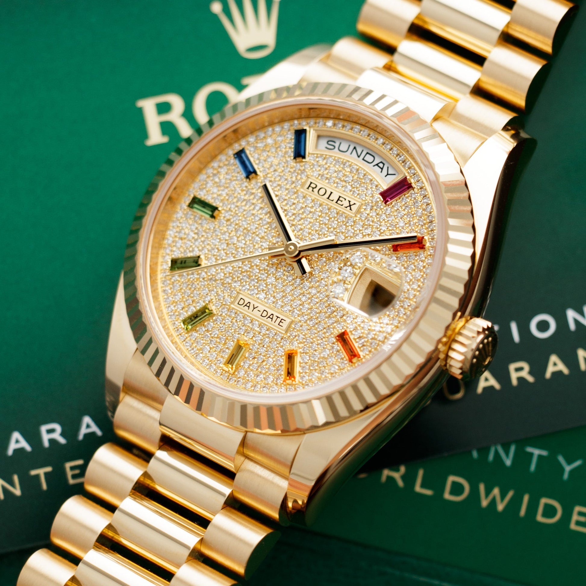 Rolex Yellow Gold Day-Date Rainbow Watch Ref. 128238