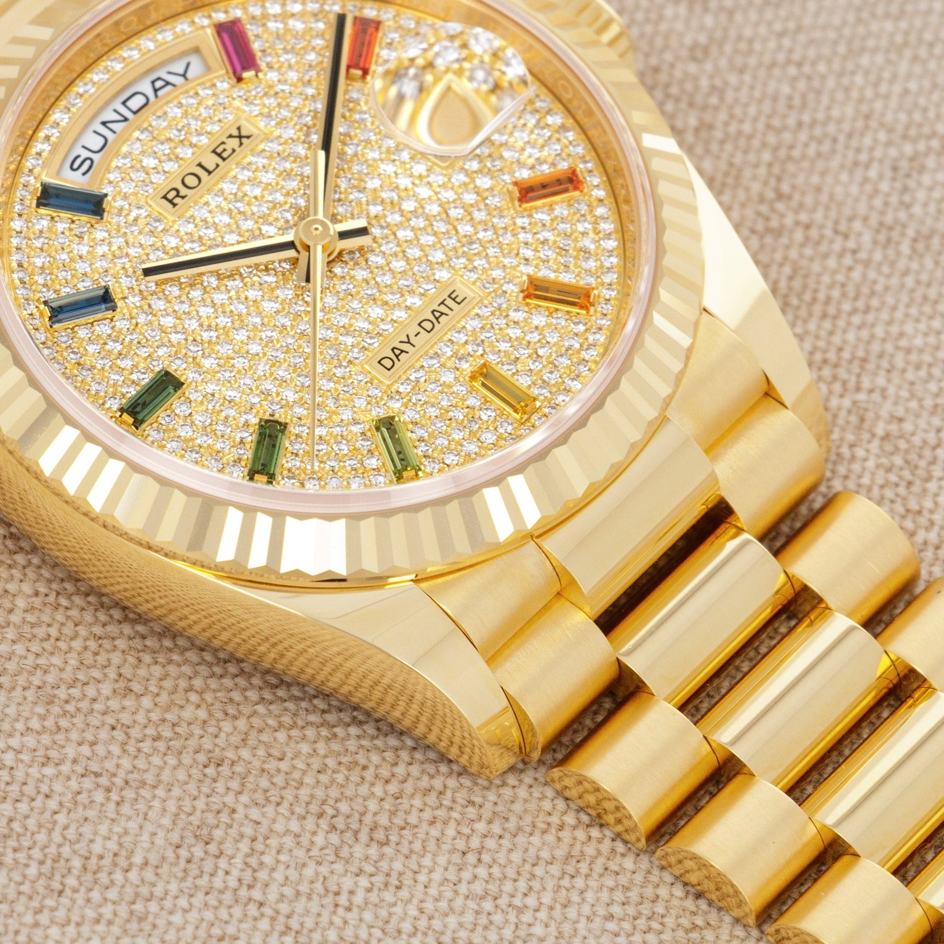 Rolex Yellow Gold Day-Date Rainbow Watch Ref. 128238