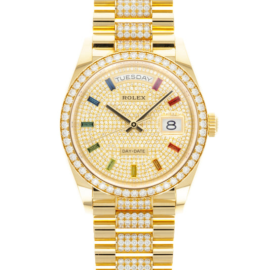 Rolex Yellow Gold Day-Date Rainbow Watch Ref. 128348