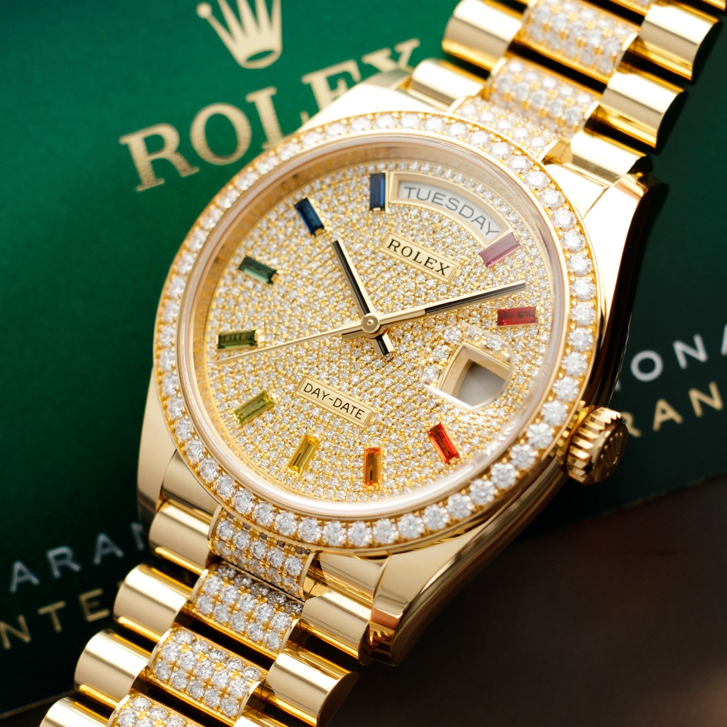 Rolex Yellow Gold Day-Date Rainbow Watch Ref. 128348