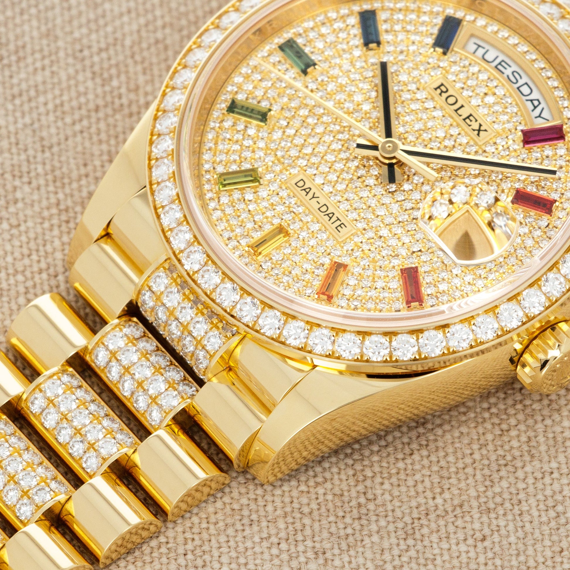 Rolex Yellow Gold Day-Date Rainbow Watch Ref. 128348