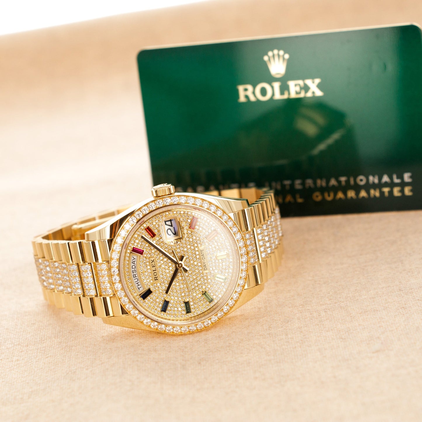 Rolex Yellow Gold Day-Date Rainbow Watch Ref. 128348