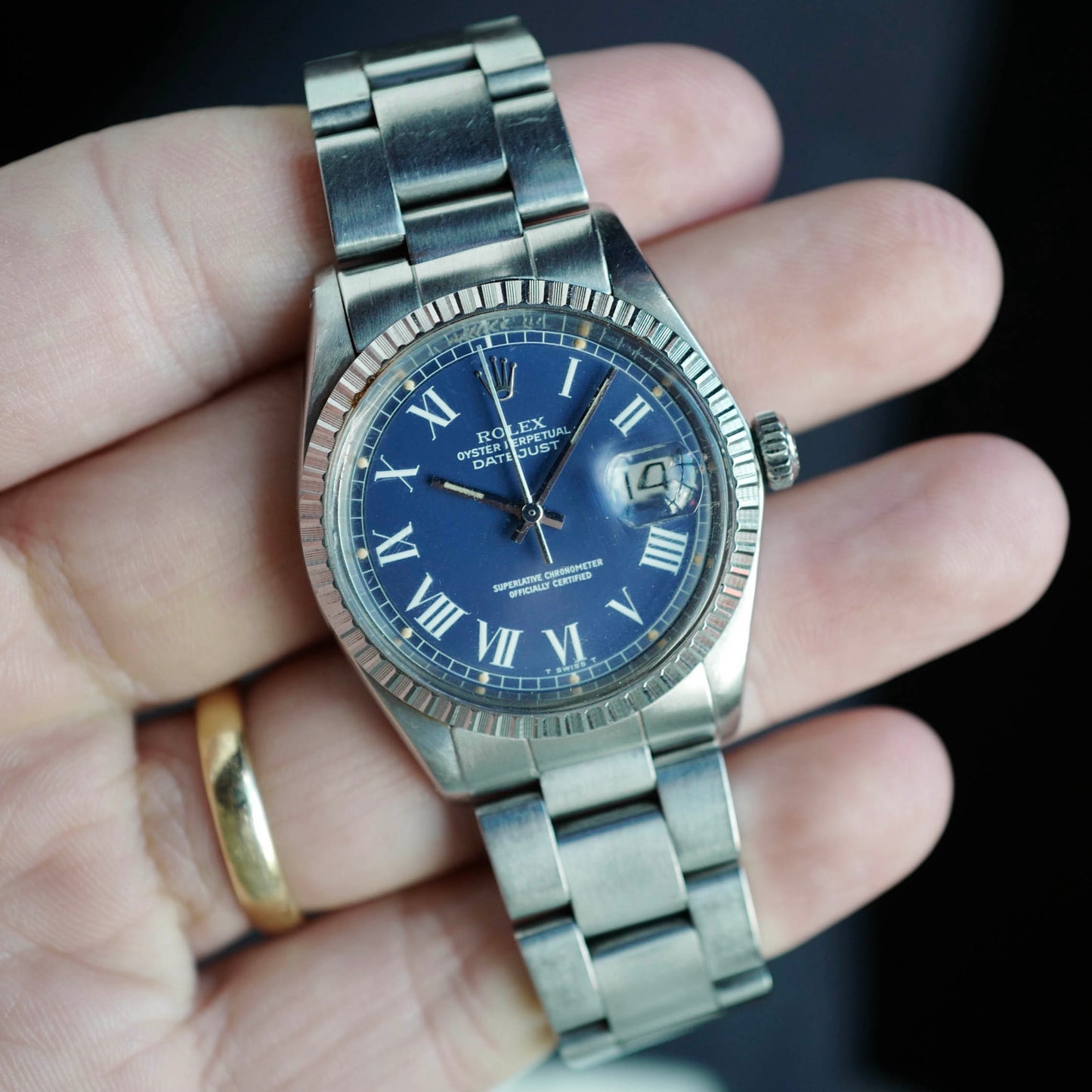 Rolex Steel Datejust Ref. 1603 with Blue Buckley Dial (NEW ARRIVAL)