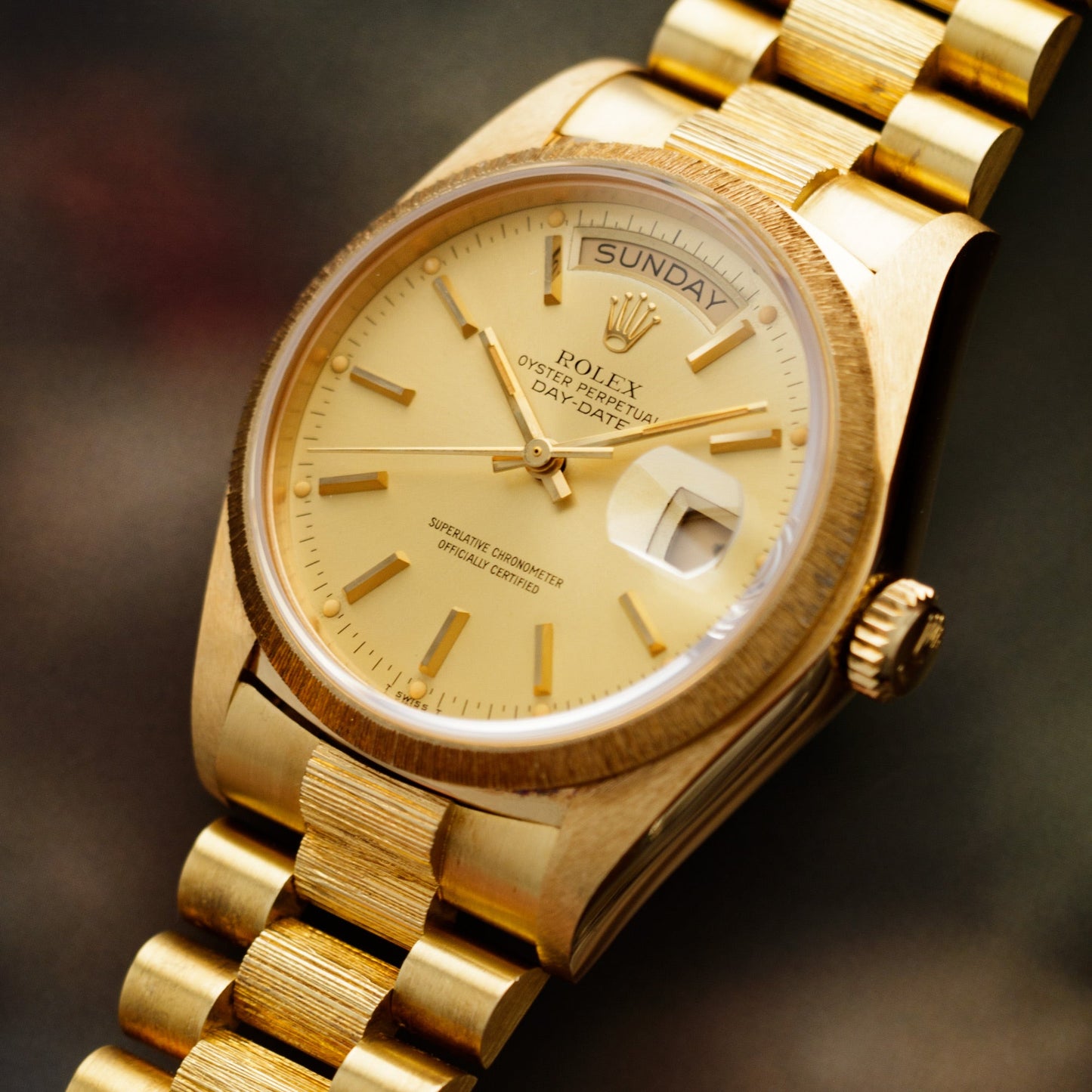 Rolex Yellow Gold Day-Date Ref. 18078 in Outstanding Condition with Original Bark Finish