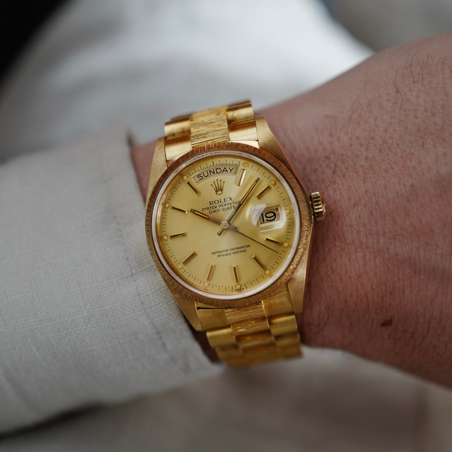 Rolex Yellow Gold Day-Date Ref. 18078 in Outstanding Condition with Original Bark Finish