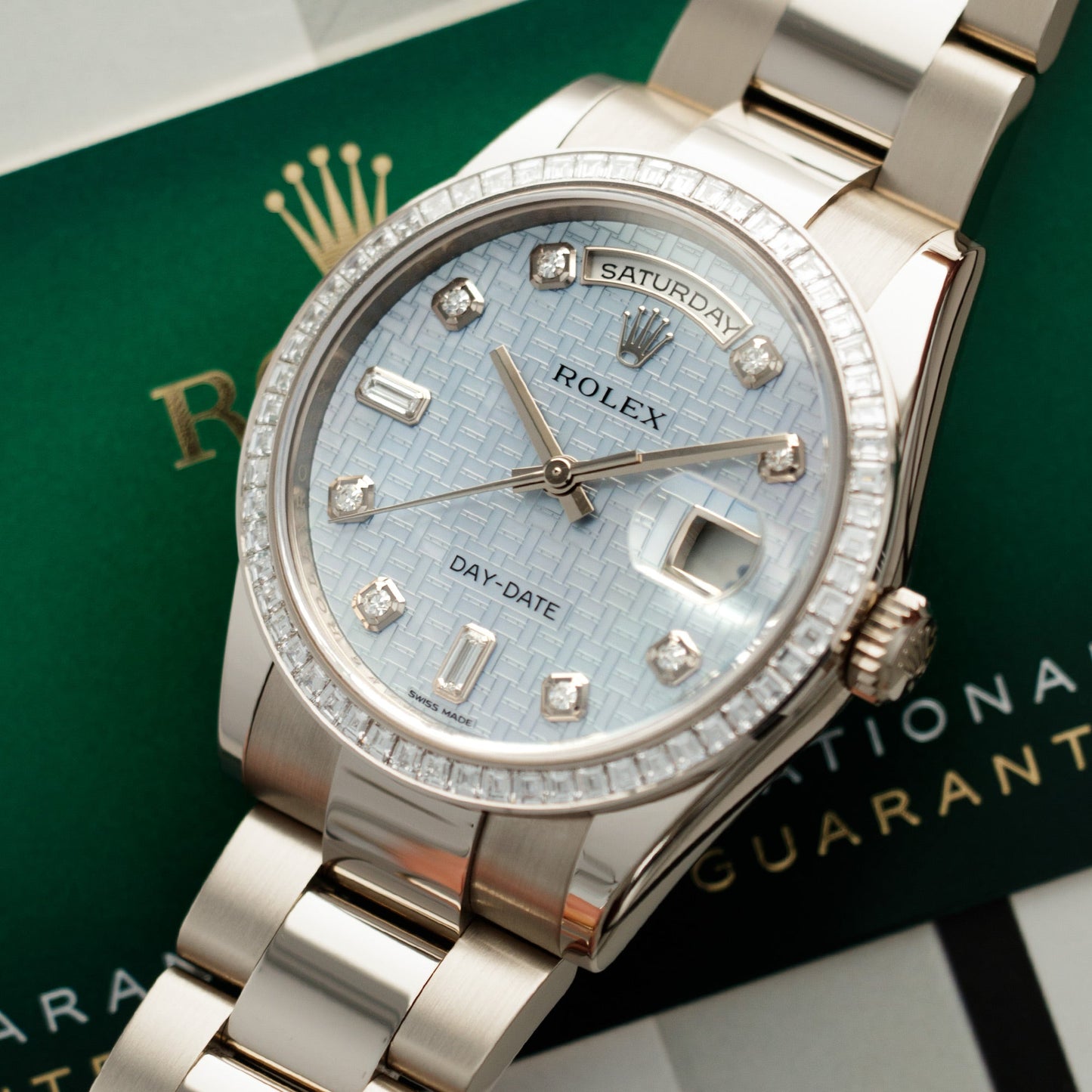 Rolex White Gold Day-Date Diamond Watch Ref. 118399