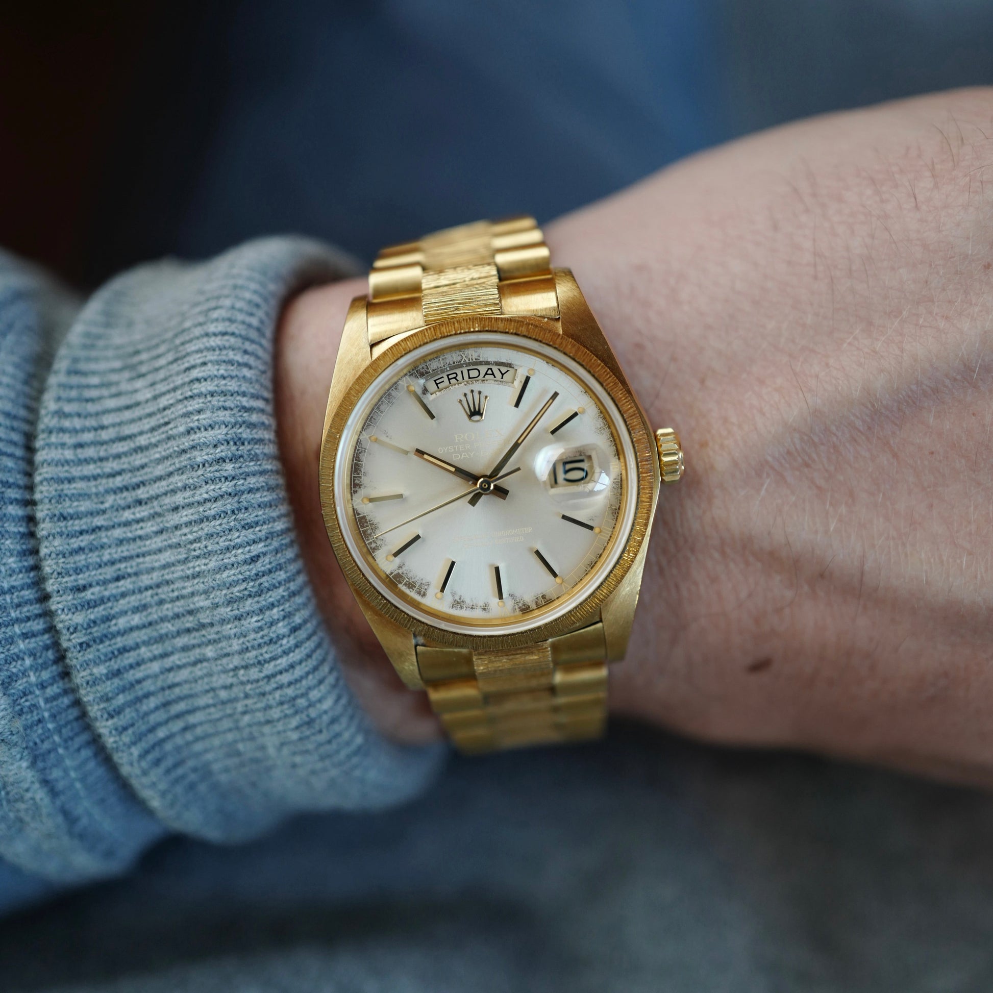 Rolex Yellow Gold Bark Finish Day-Date Ref. 18078 with Ghost Dial (NEW ARRIVAL)