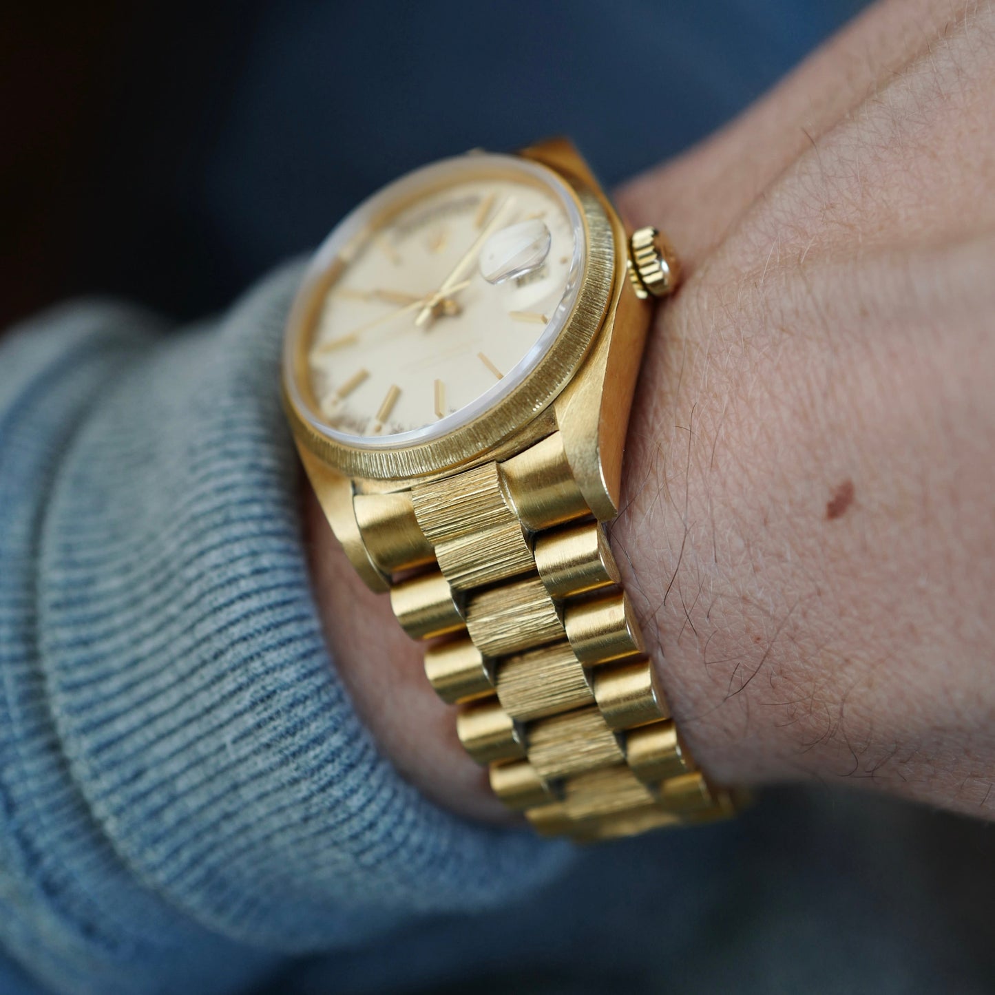 Rolex Yellow Gold Bark Finish Day-Date Ref. 18078 with Ghost Dial (NEW ARRIVAL)