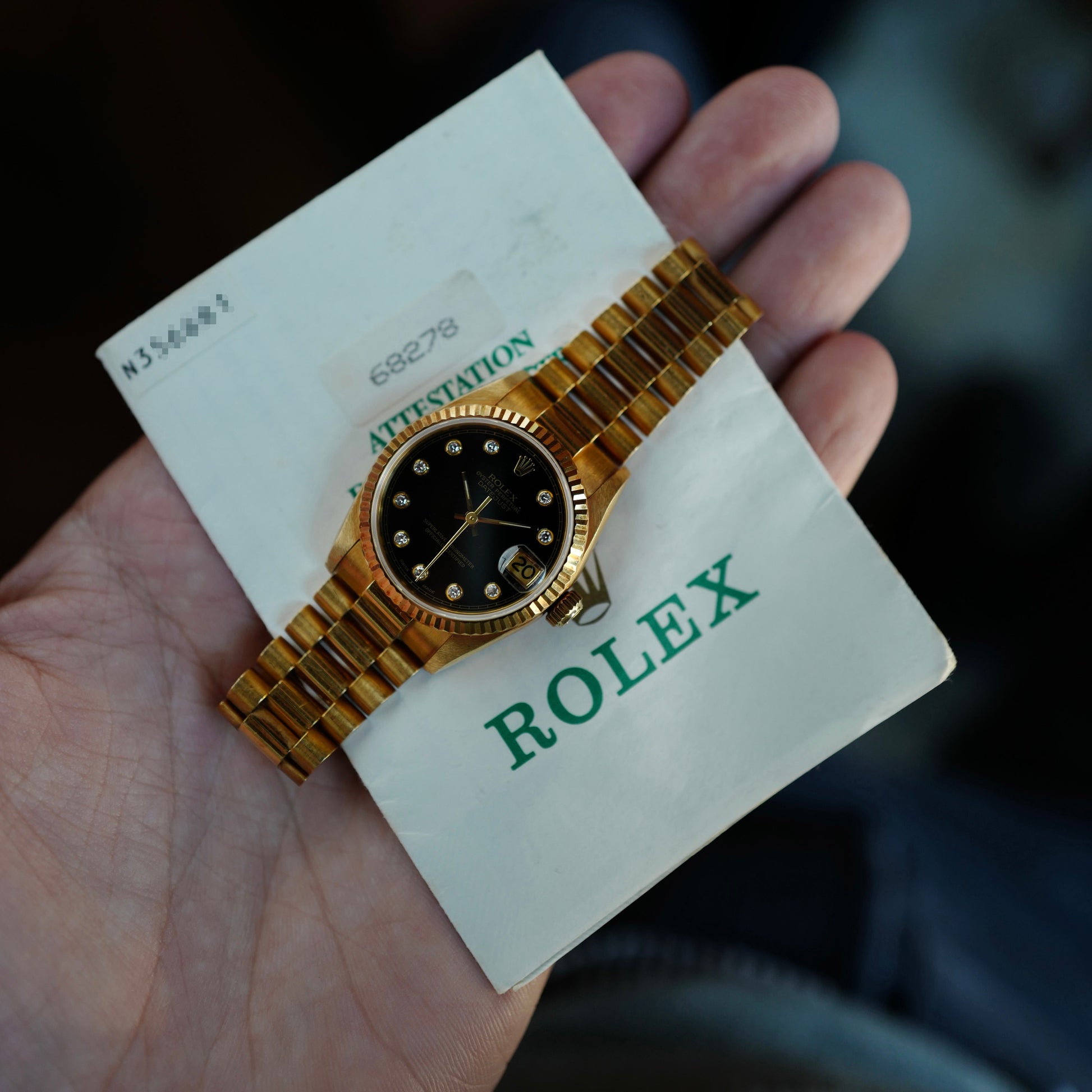 Rolex Yellow Gold Datejust Ref. 68278 with Onyx and Diamond Dial (NEW ARRIVAL)