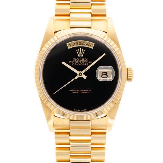 Rolex Yellow Gold Day-Date Onyx Dial Watch Ref. 18238