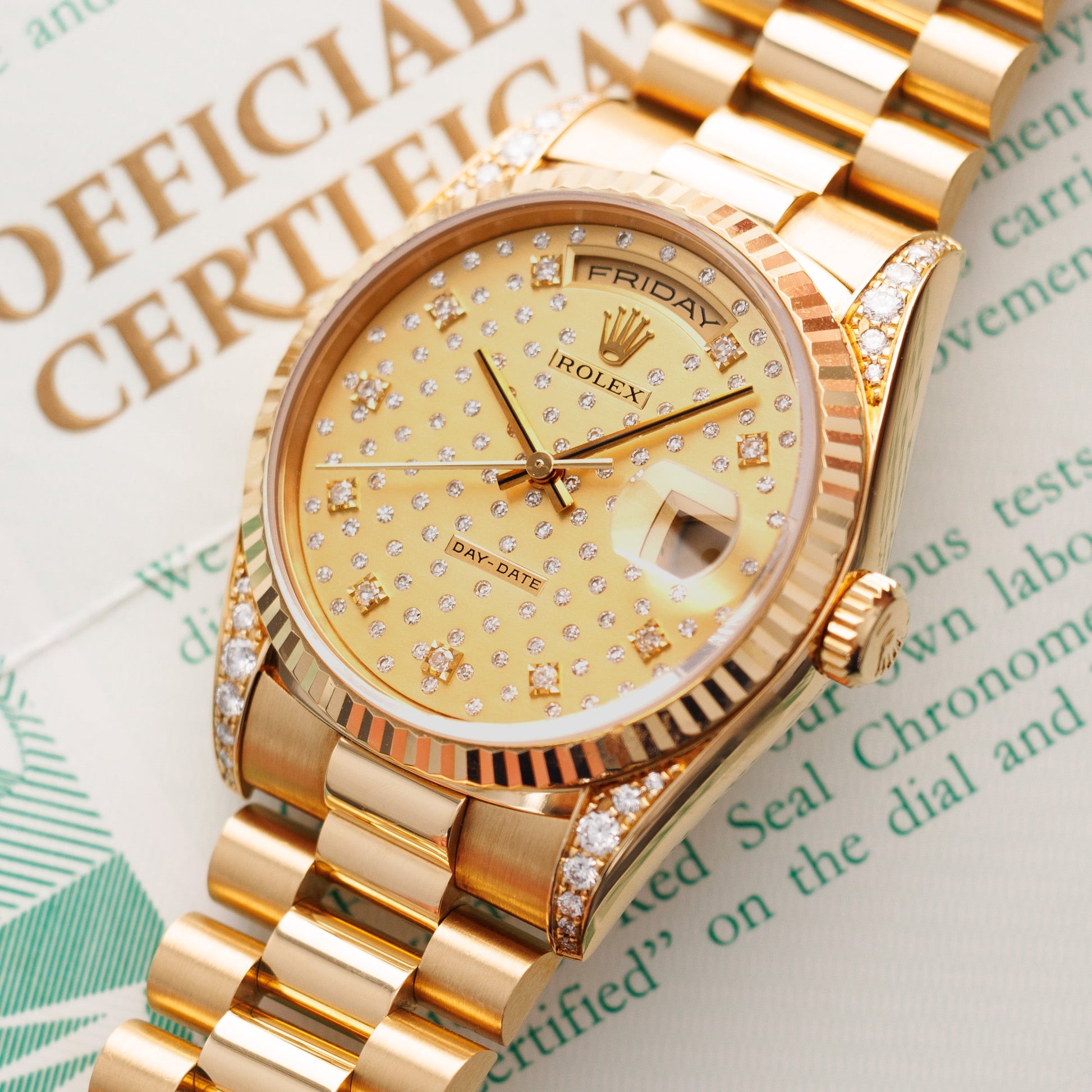 Rolex Yellow Gold Day-Date Watch Ref. 18338 with Diamond Dial