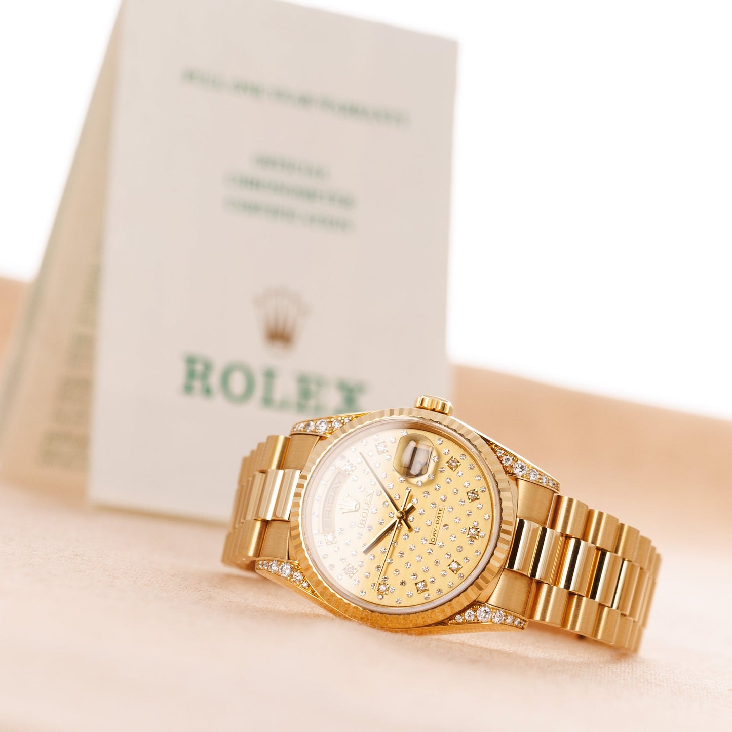 Rolex Yellow Gold Day-Date Watch Ref. 18338 with Diamond Dial