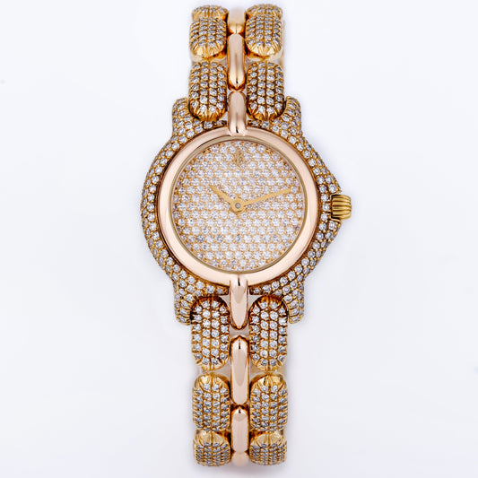 Unworn Bertolucci Pulchra Ladies Wristwatch | REF. 121.8059.68 | Pave Diamond Dial, Case & Bracelet | 18k Rose Gold | 26mm