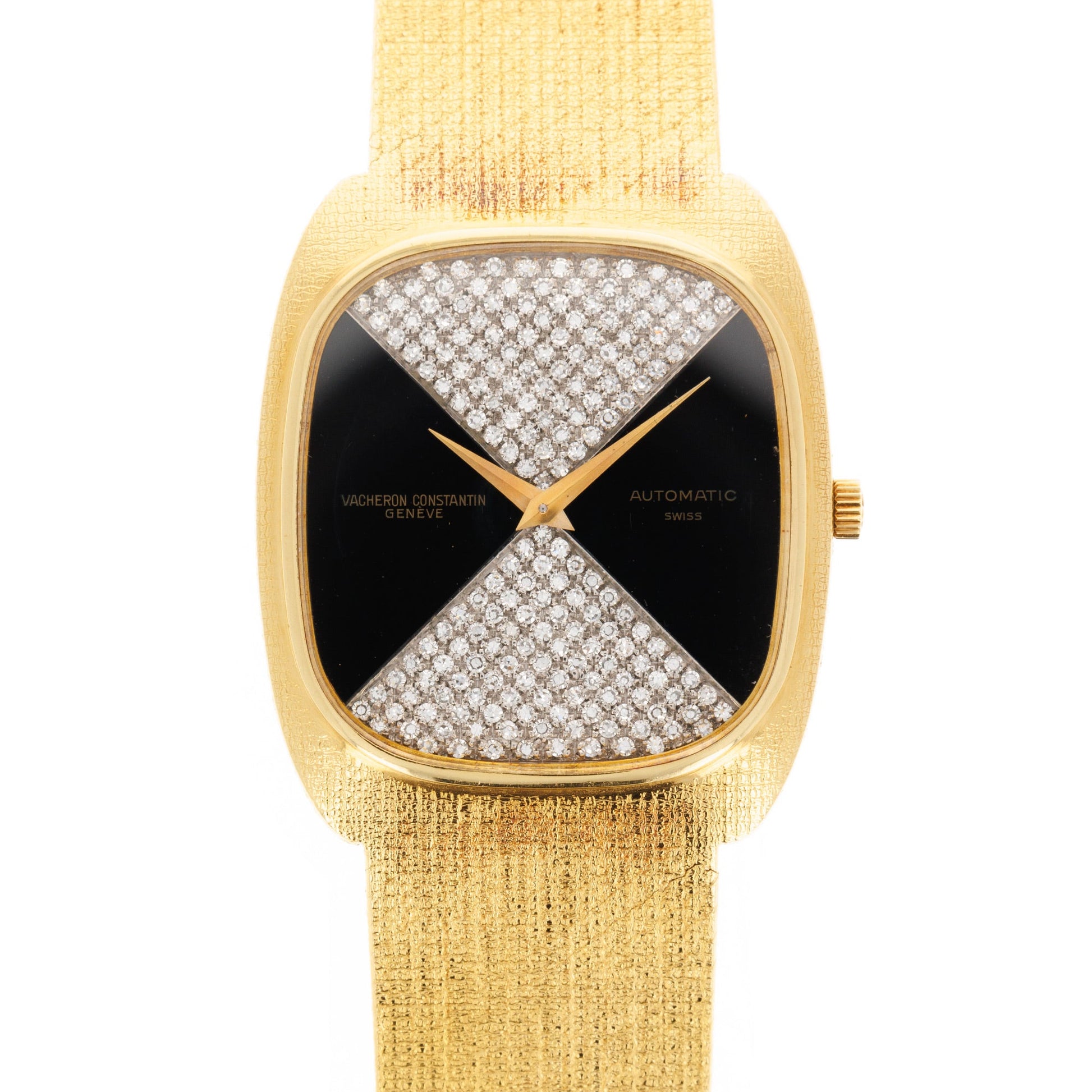 Vacheron Constantin Yellow Gold Bracelet Watch Ref. 44003 with Factory Diamond and Onyx Dial