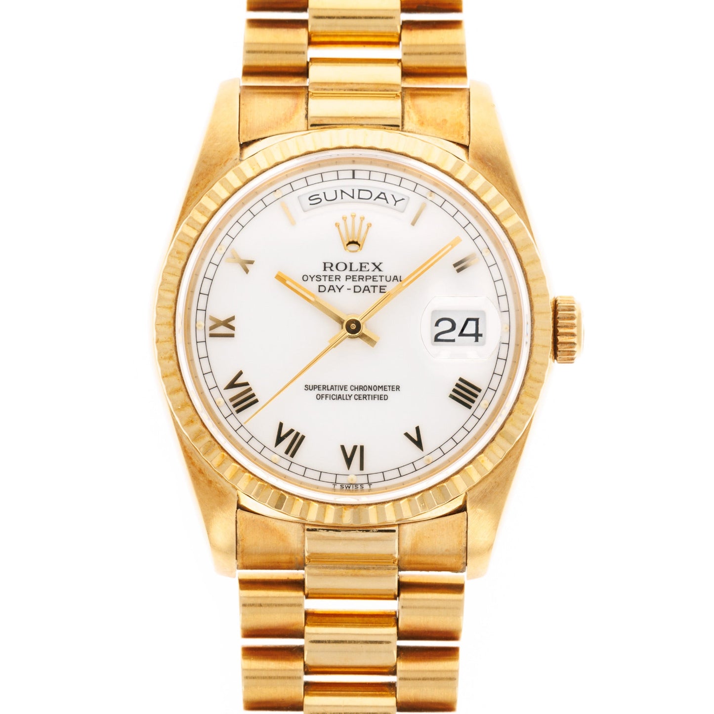 Rolex Yellow Gold Day-Date Ref. 18238 with White Roman Dial