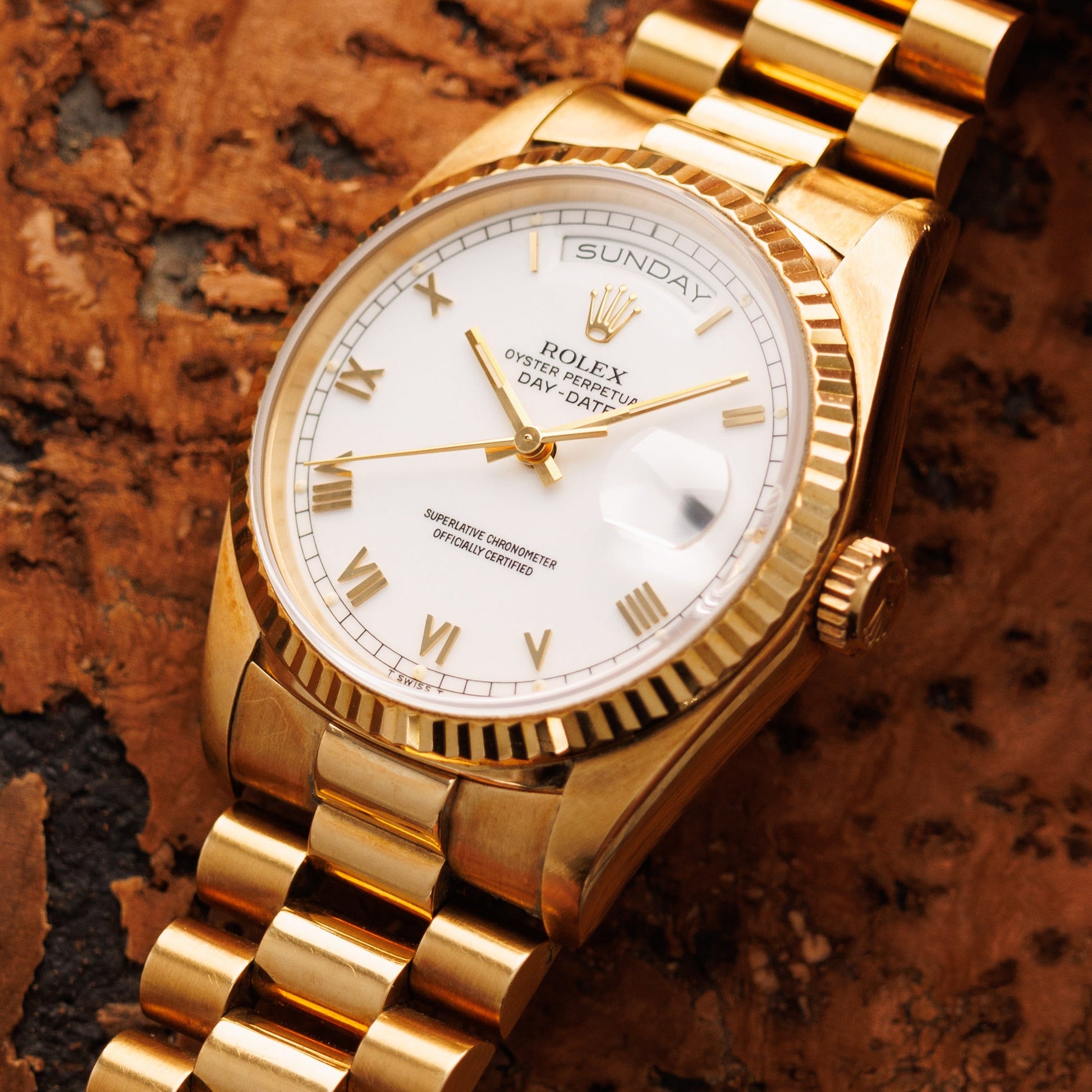 Rolex Yellow Gold Day-Date Ref. 18238 with White Roman Dial