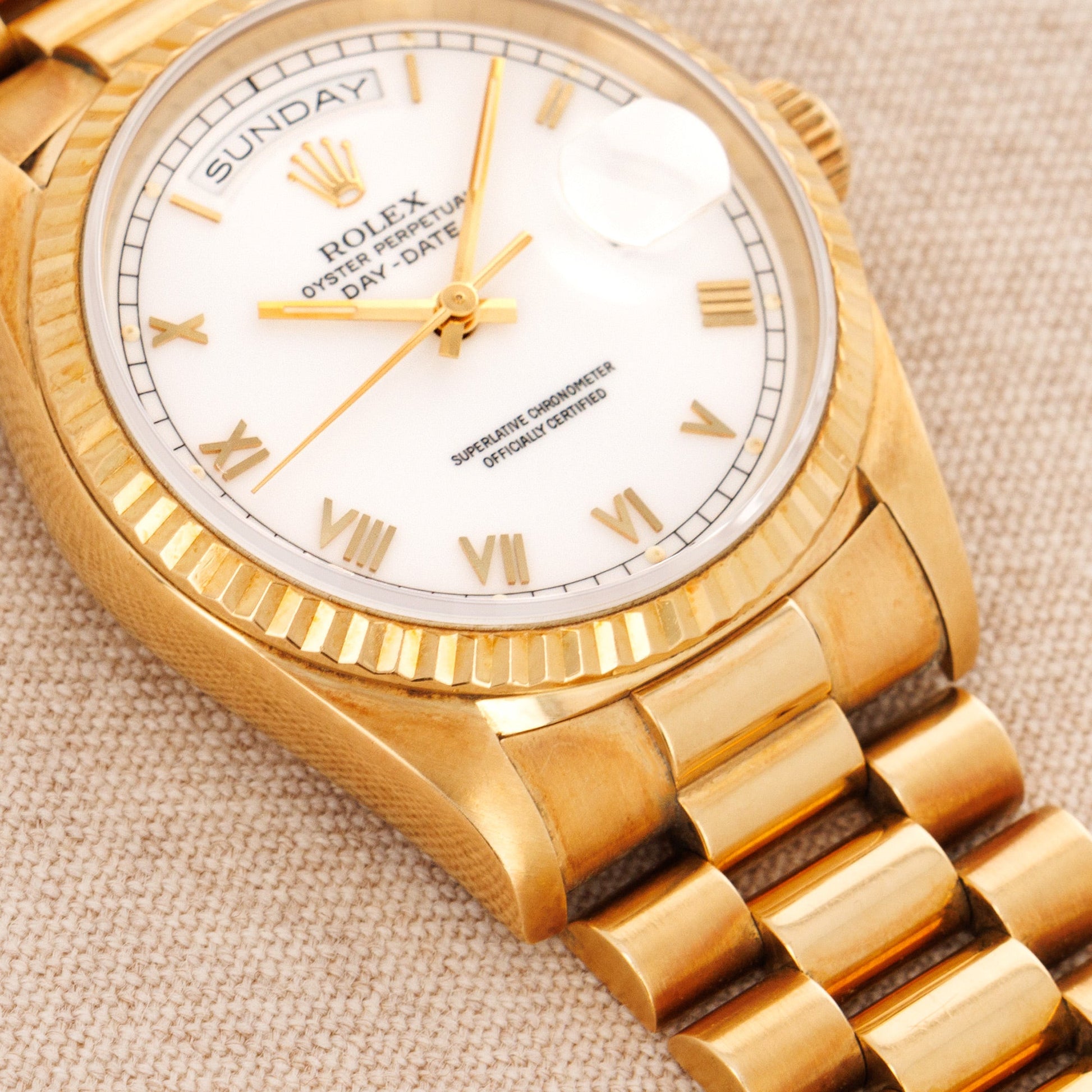 Rolex Yellow Gold Day-Date Ref. 18238 with White Roman Dial