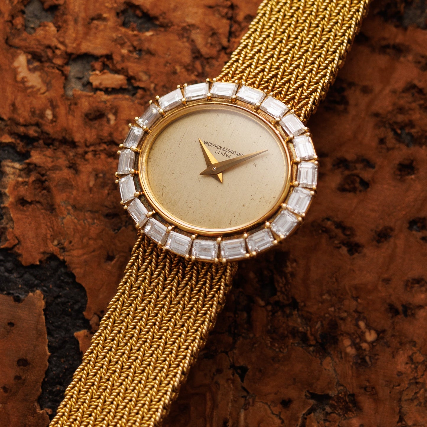 Vacheron Constantin Yellow Gold Watch with Baguette Diamonds