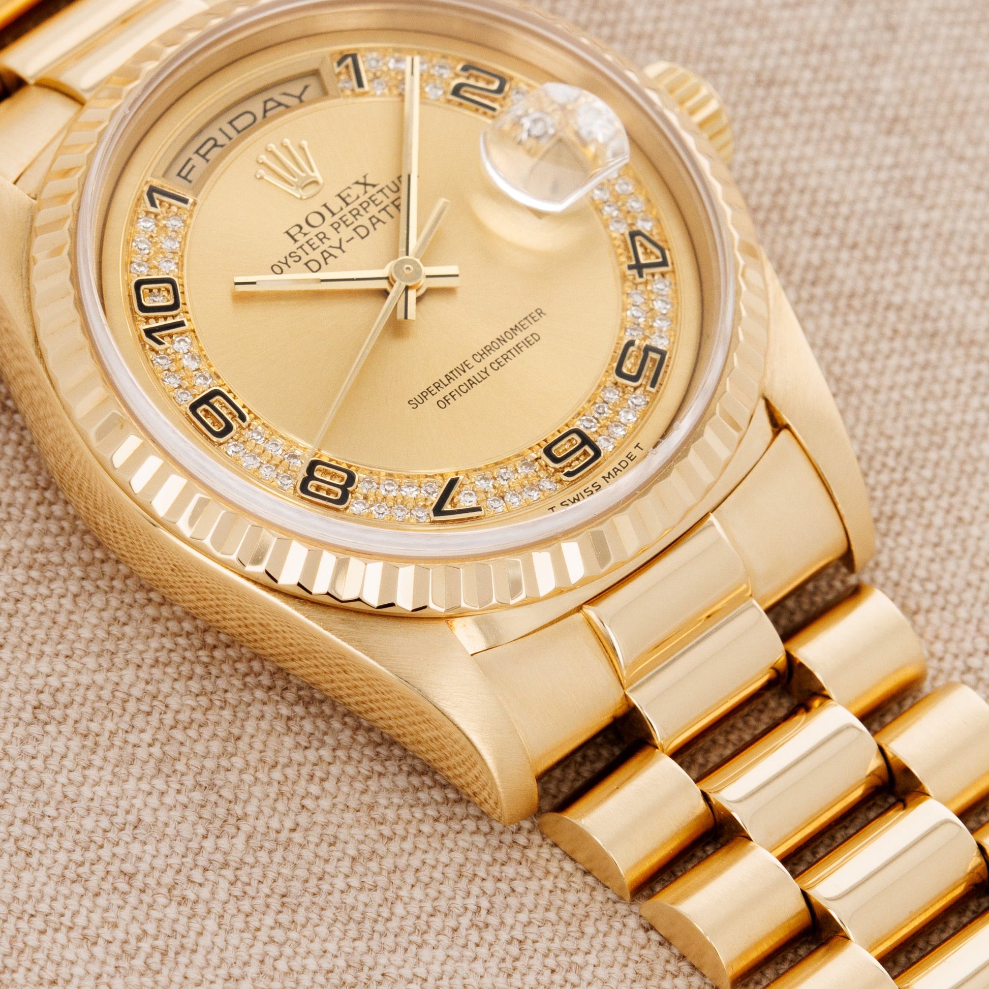 Rolex Yellow Gold Day-Date Ref. 18238 with Factory Diamond Dial