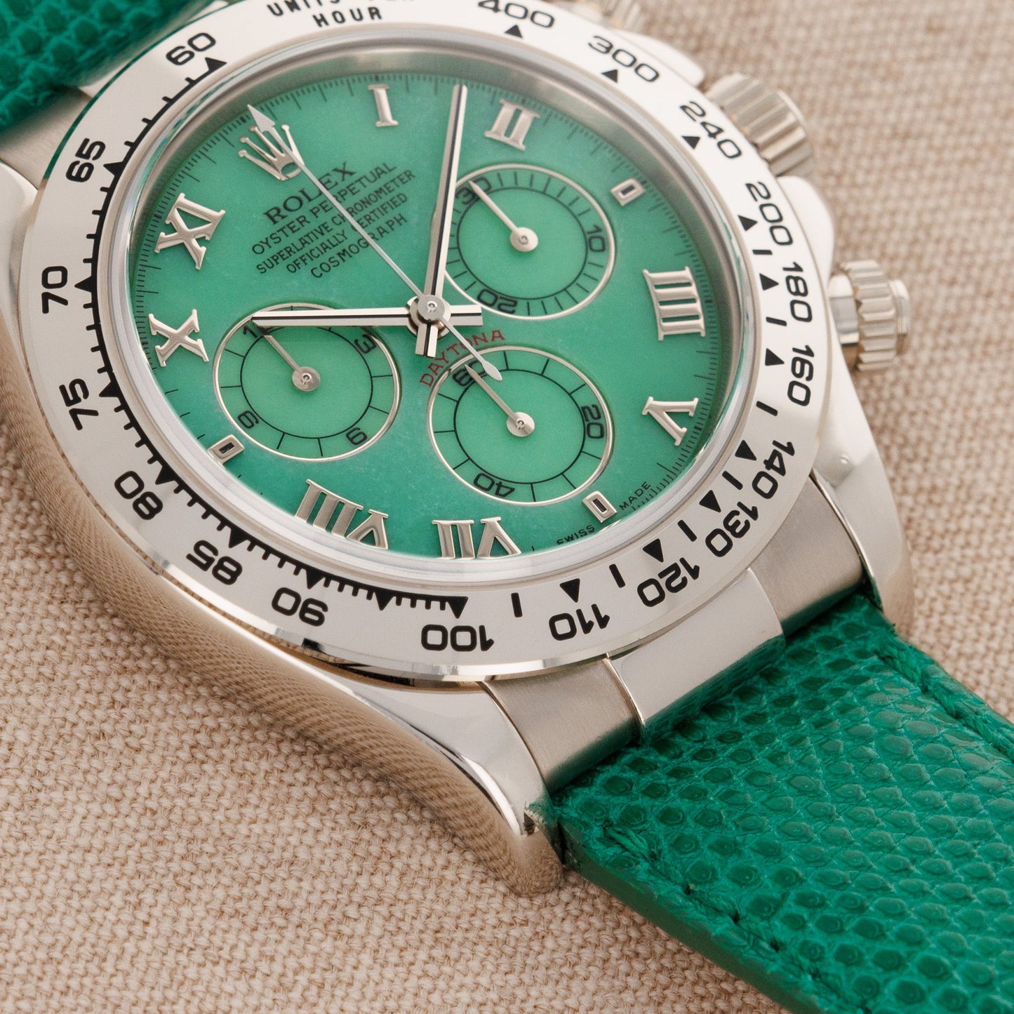 Rolex White Gold Daytona Green Beach Watch Ref. 116519