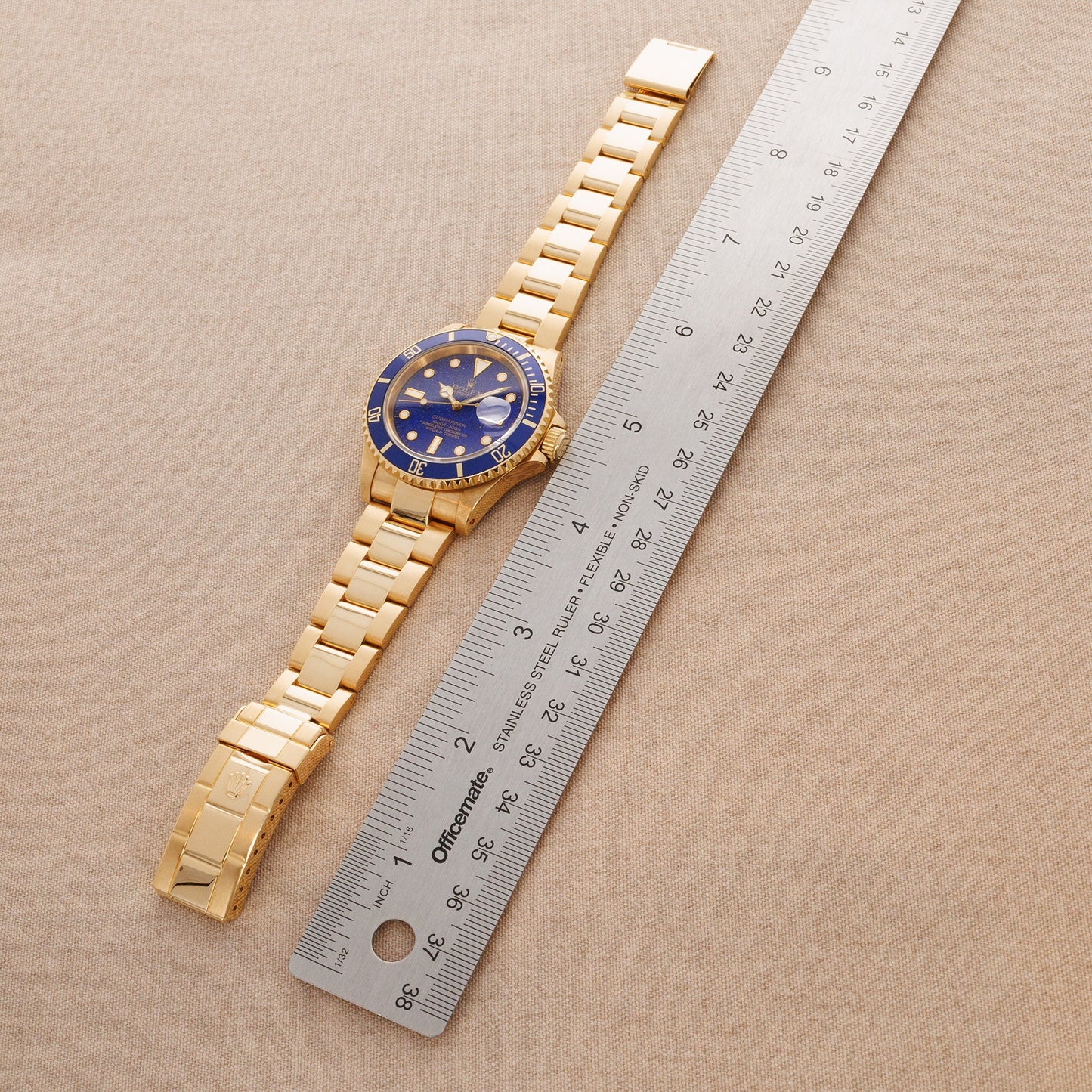 Rolex Yellow Gold Submariner Watch Ref. 16618 with Lapis Lazuli Dial