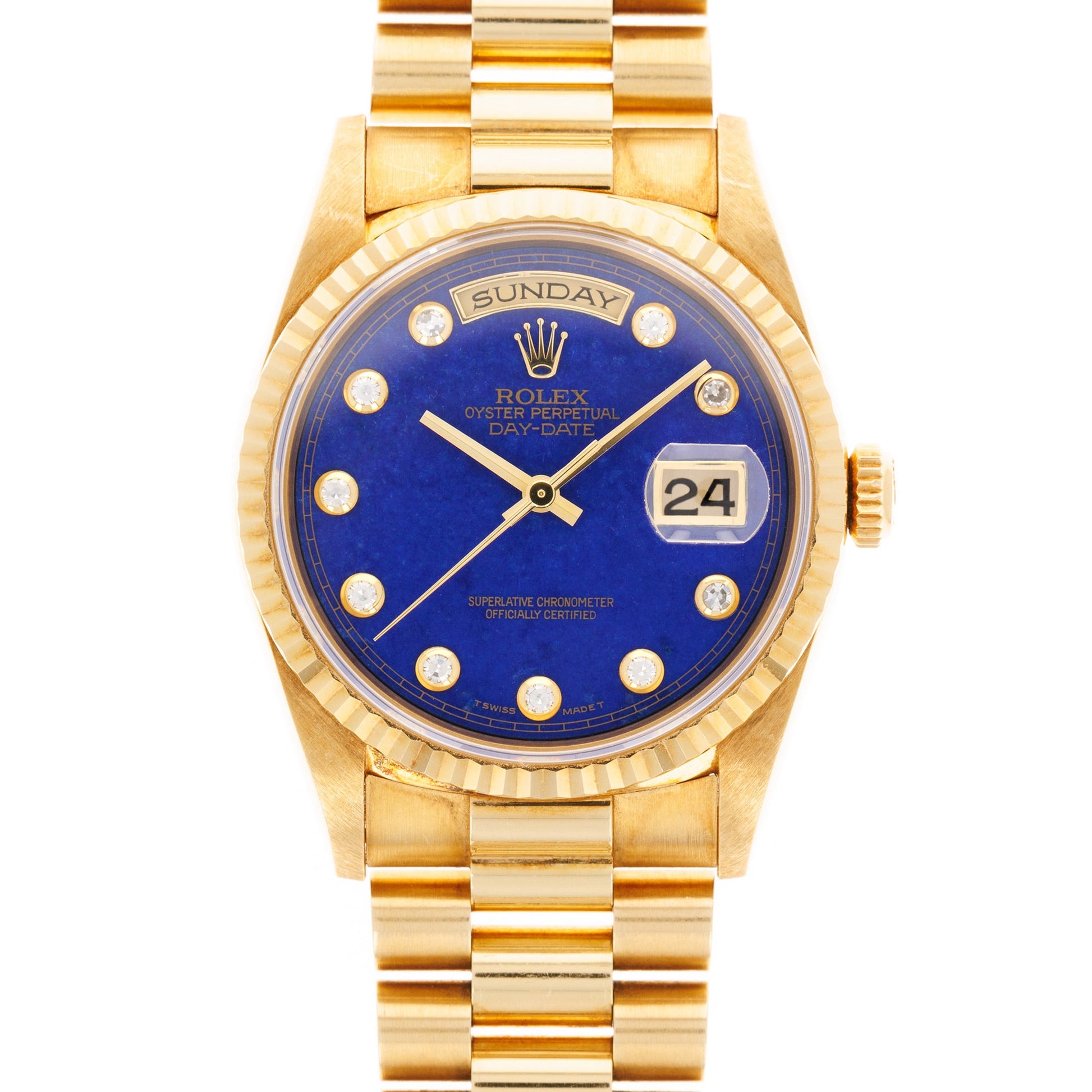 Rolex Yellow Gold Day-Date Lapis Pinball Watch Ref. 18238